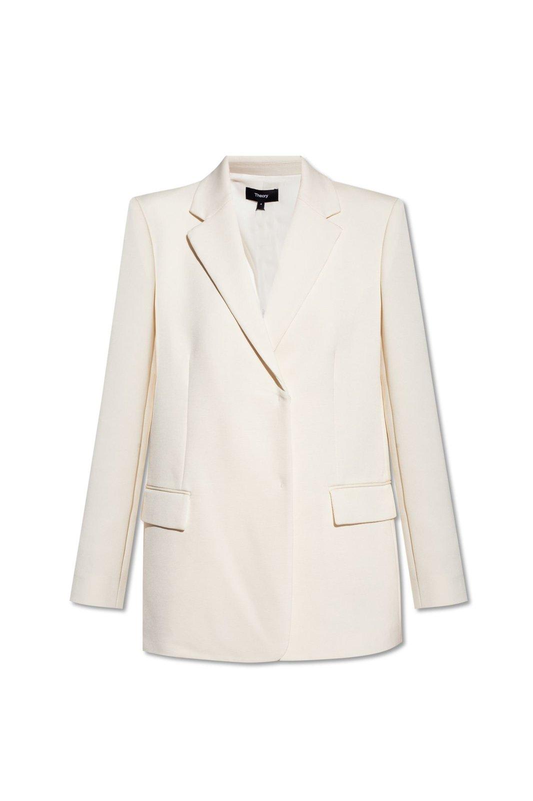 Shop Theory Single-breasted Blazer In Bianco