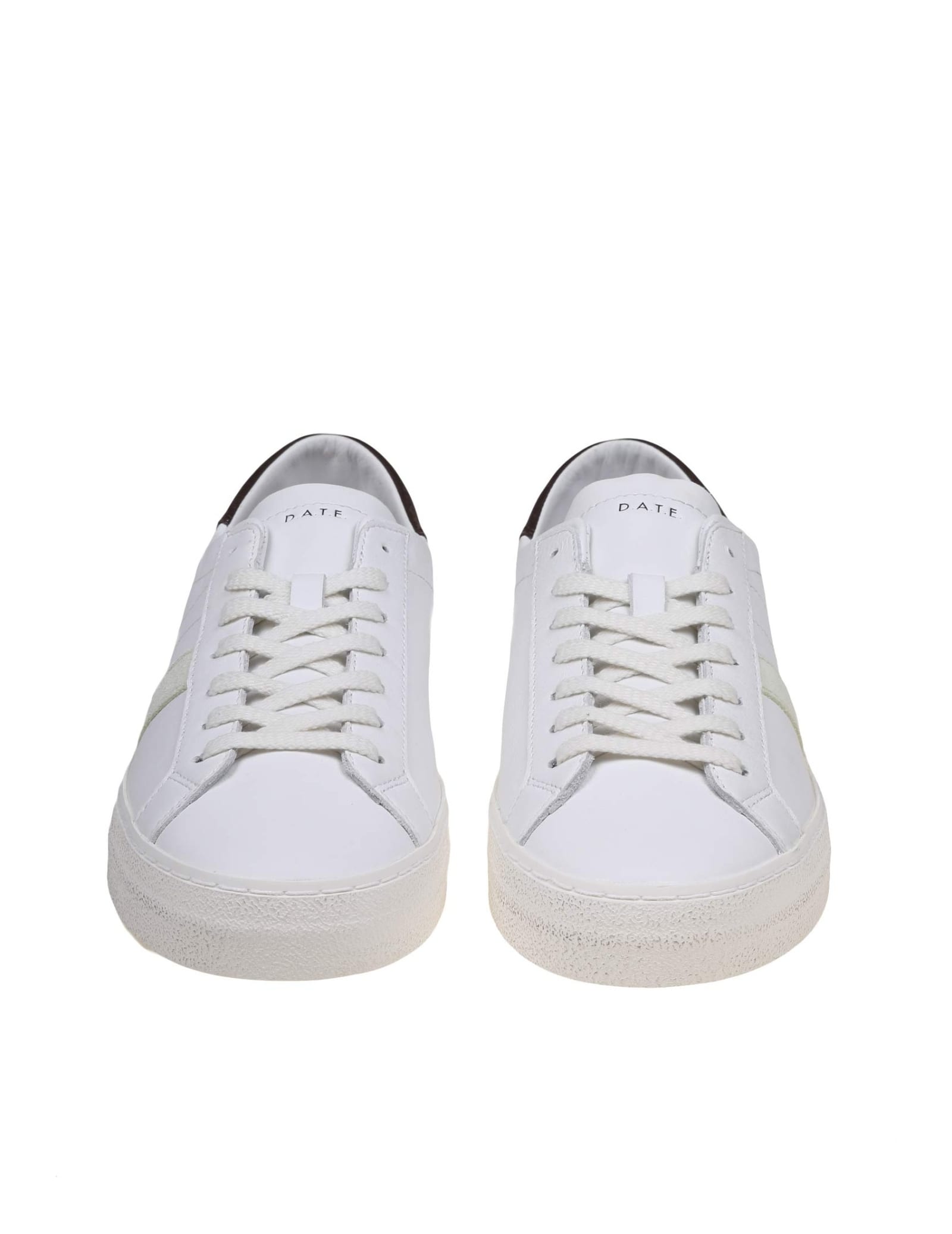 Shop Date Hill Low Vintage Sneakers In White/brown Leather In White/moro