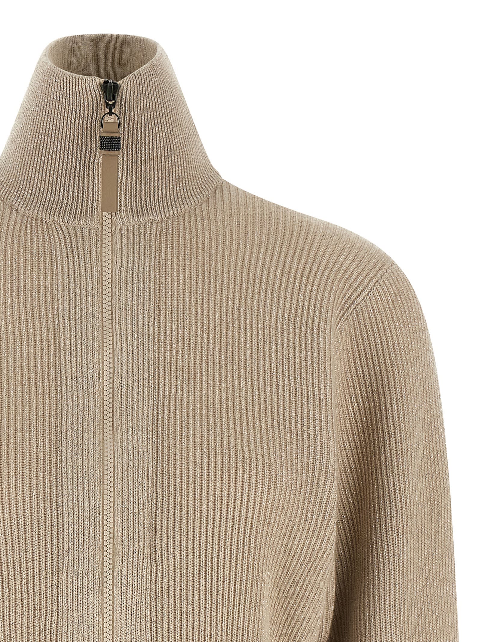Brunello Cucinelli Sparkling Cardigan In Neutral