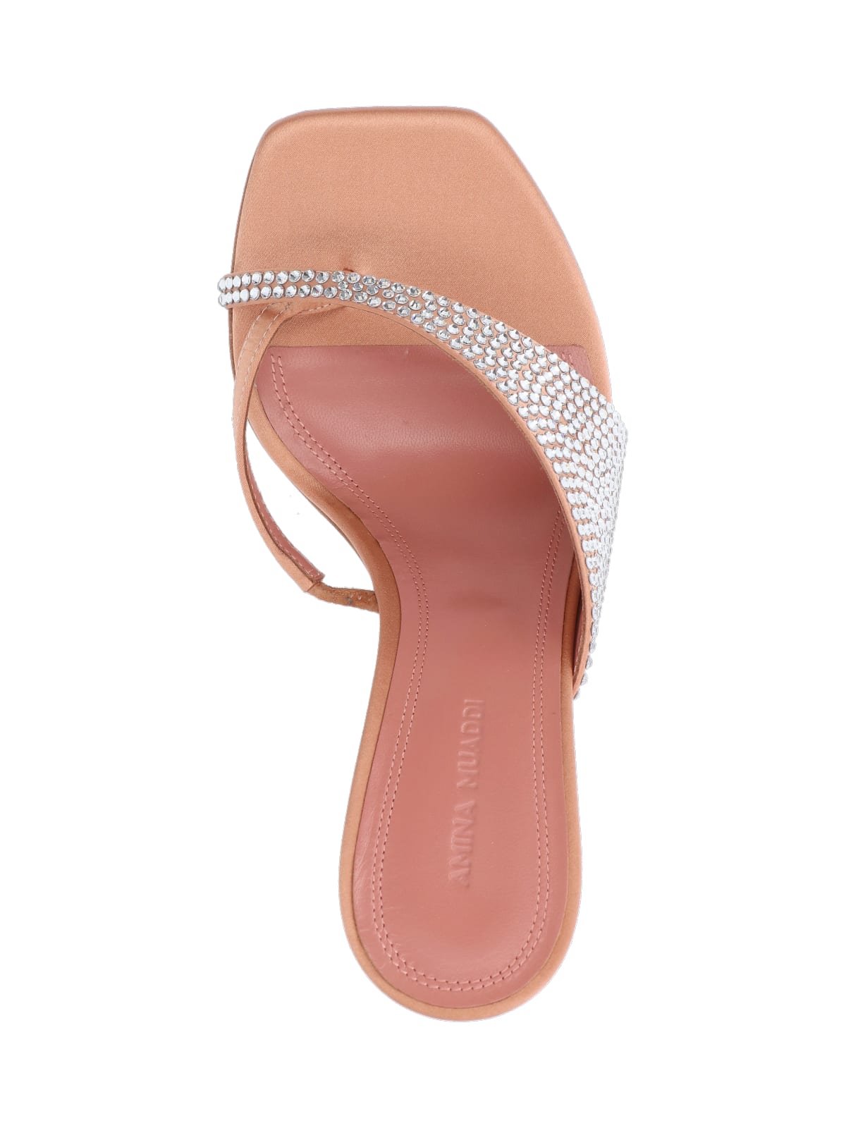 Amina Muaddi Woman Thong Sandal Apricot Size 7.5 Textile Fibers In Metallic