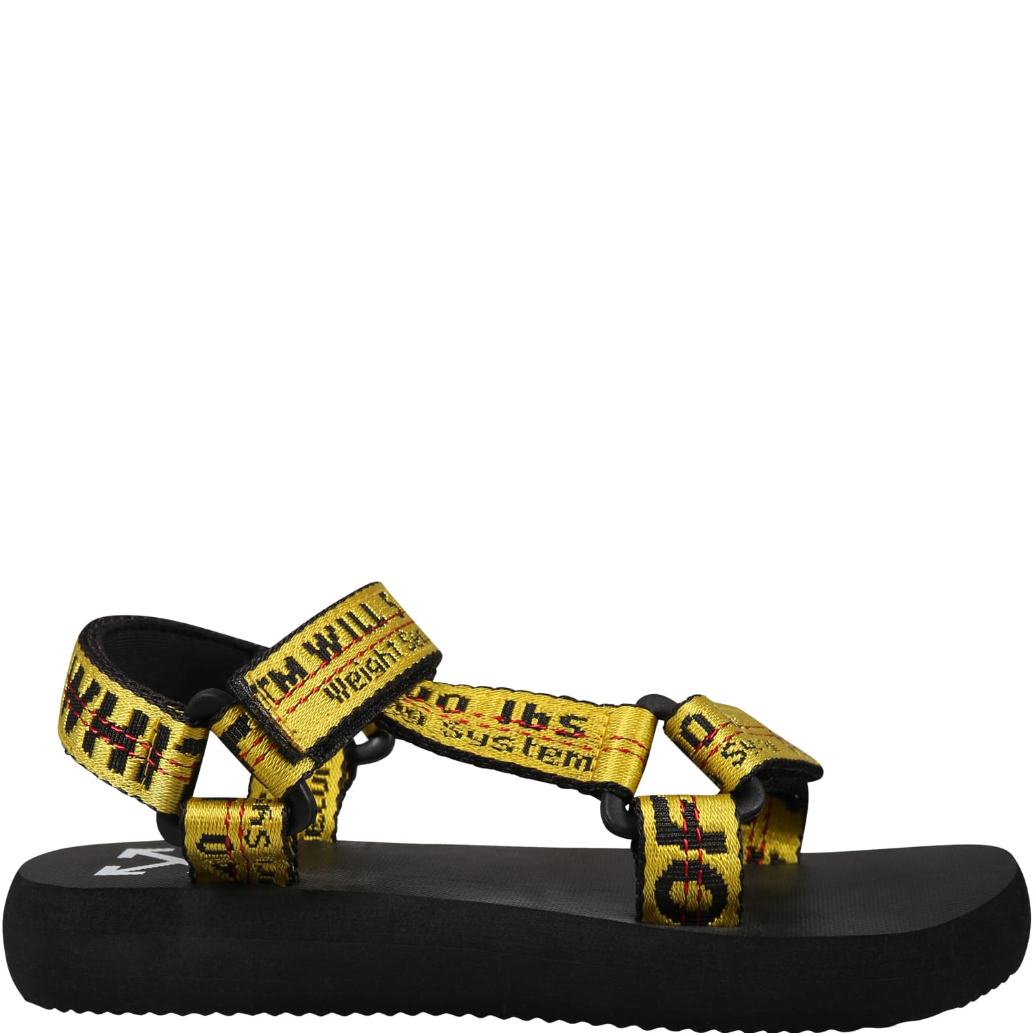 Off-White Black Sandals For Kids With Logo