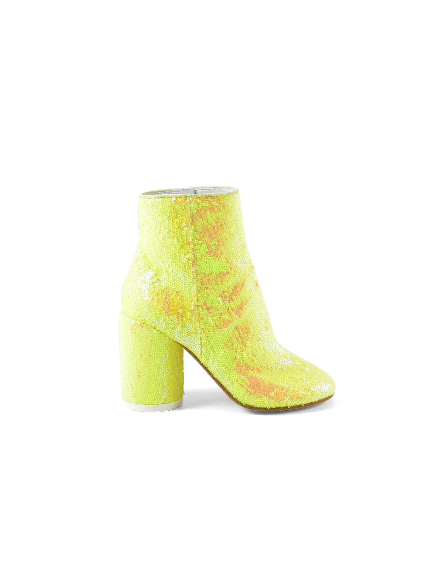 MM6 MAISON MARGIELA ELLOW SEQUINS AND SUEDE BOOTIE,MM6SVADAAD2ST0532982/08 35-wo