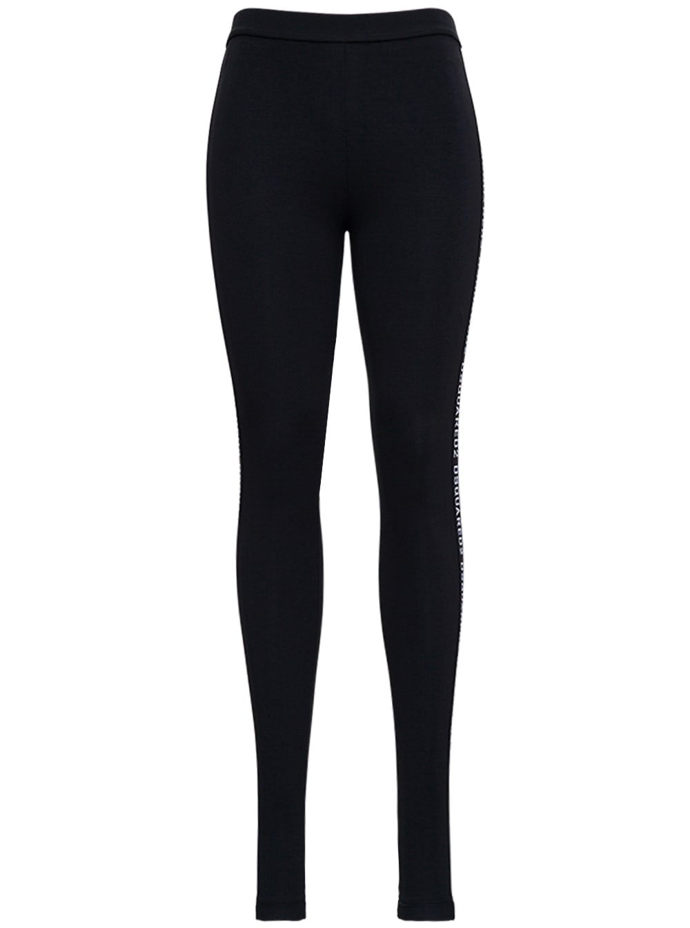 Dsquared2 Black Leggings In Stretch Fabric With Logo