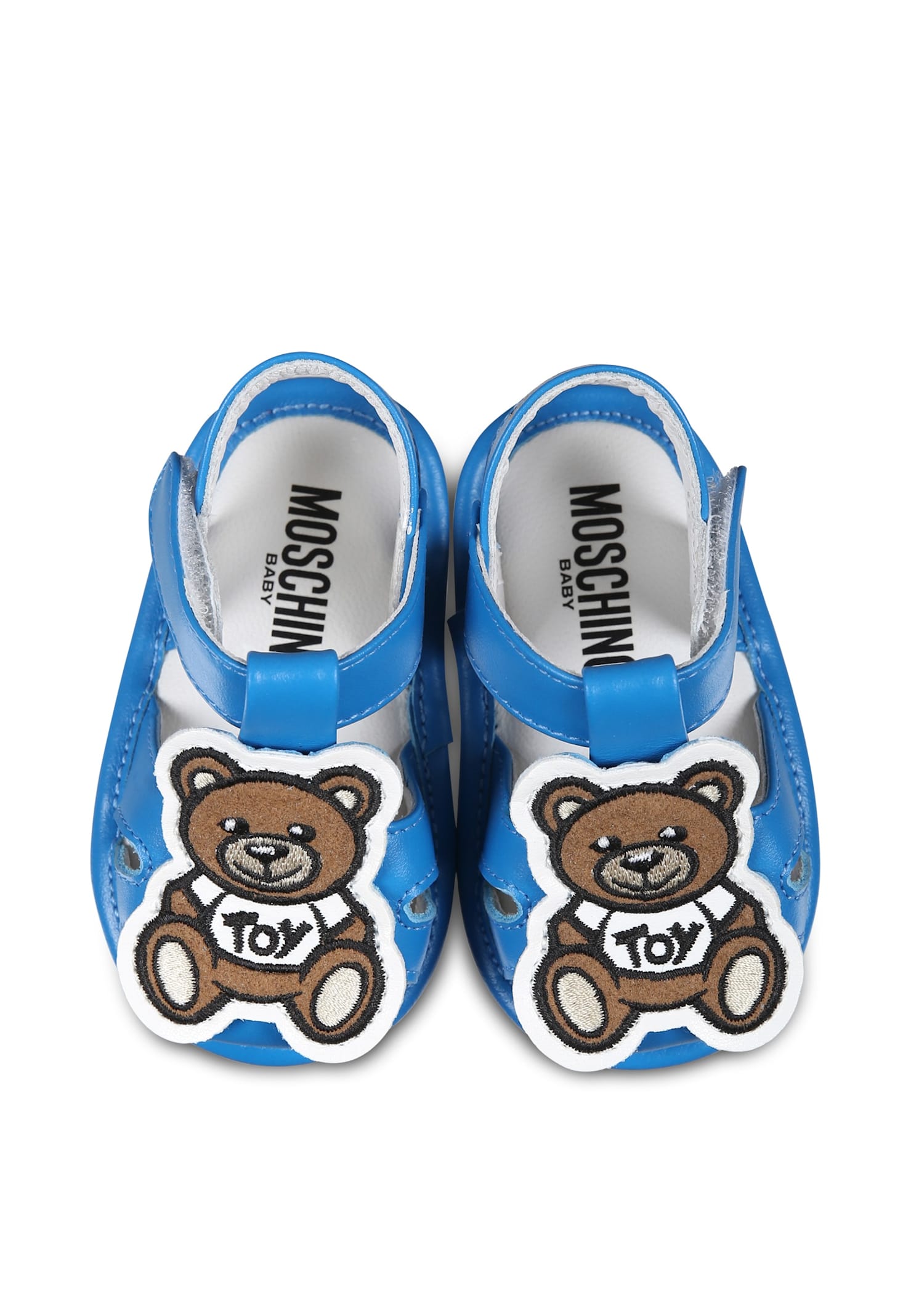 Moschino Light Blue Sandals For Baby Boy With Teddy Bear In Light Blue
