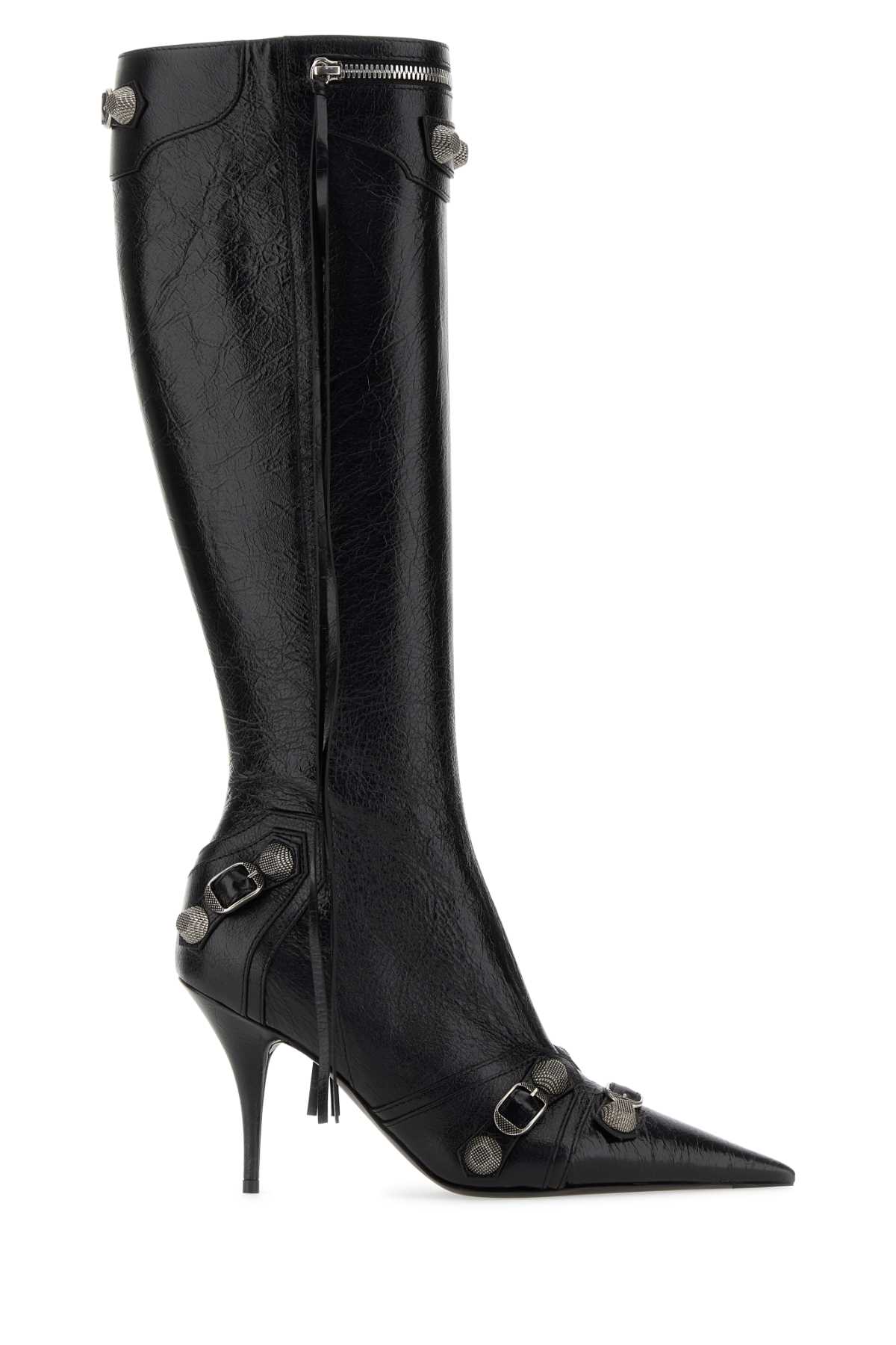 Shop Balenciaga Black Leather Cagole Boots In 1081