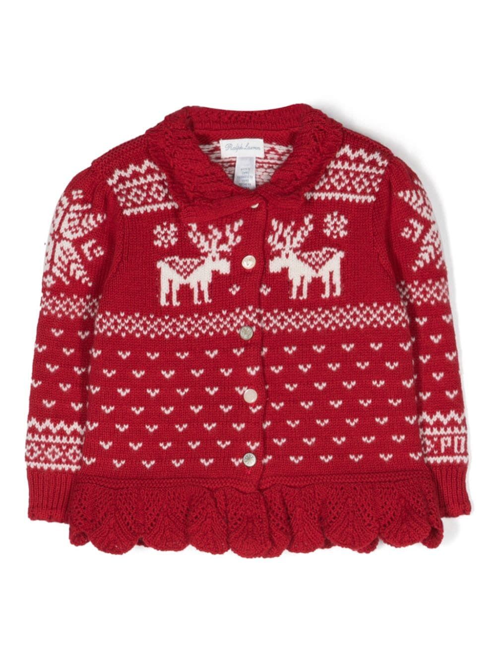 Shop Polo Ralph Lauren Reindeer Sweater Cardigan In Park Ave Red Multi