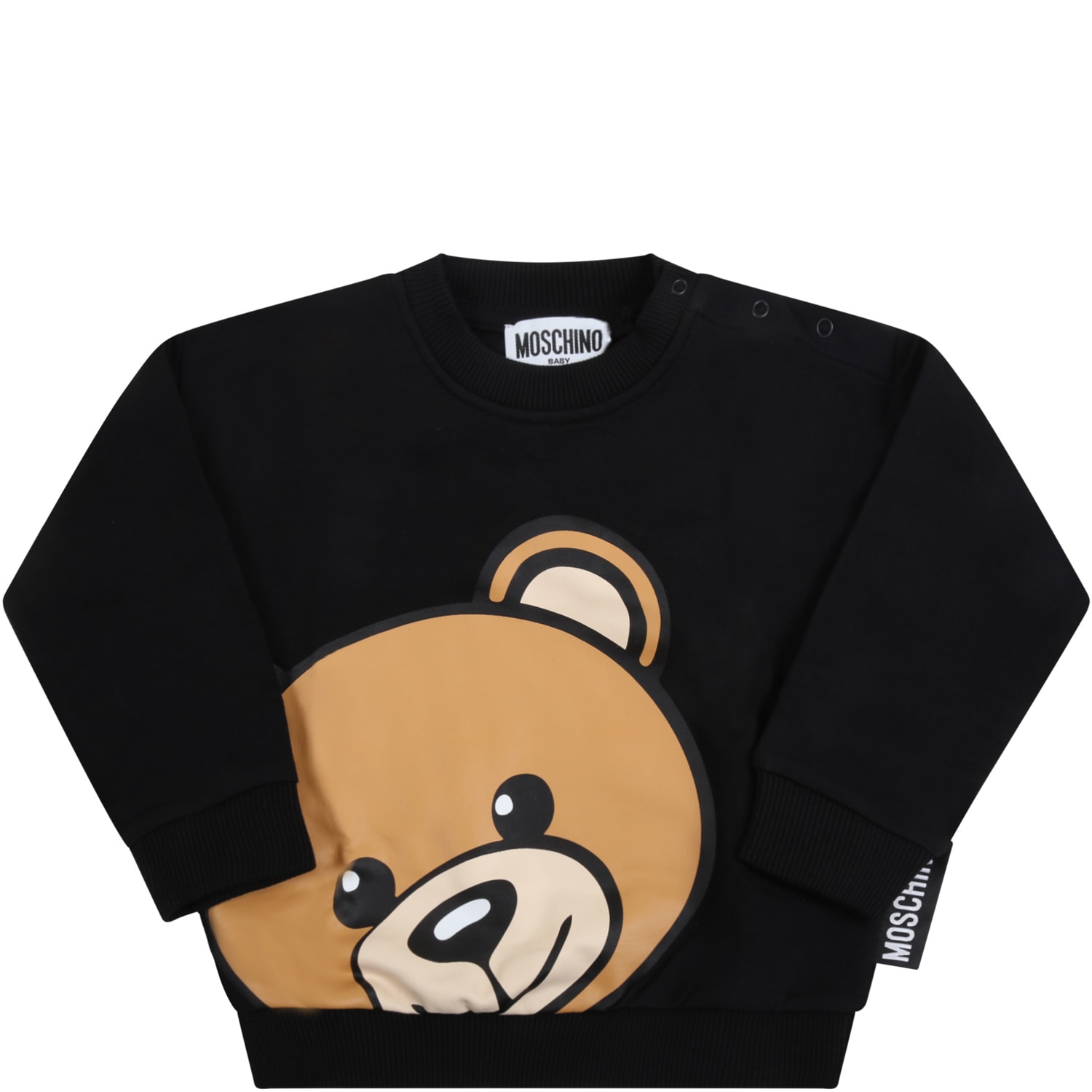 Moschino Black Sweatshirt For Baby Kids With Teddy Bear