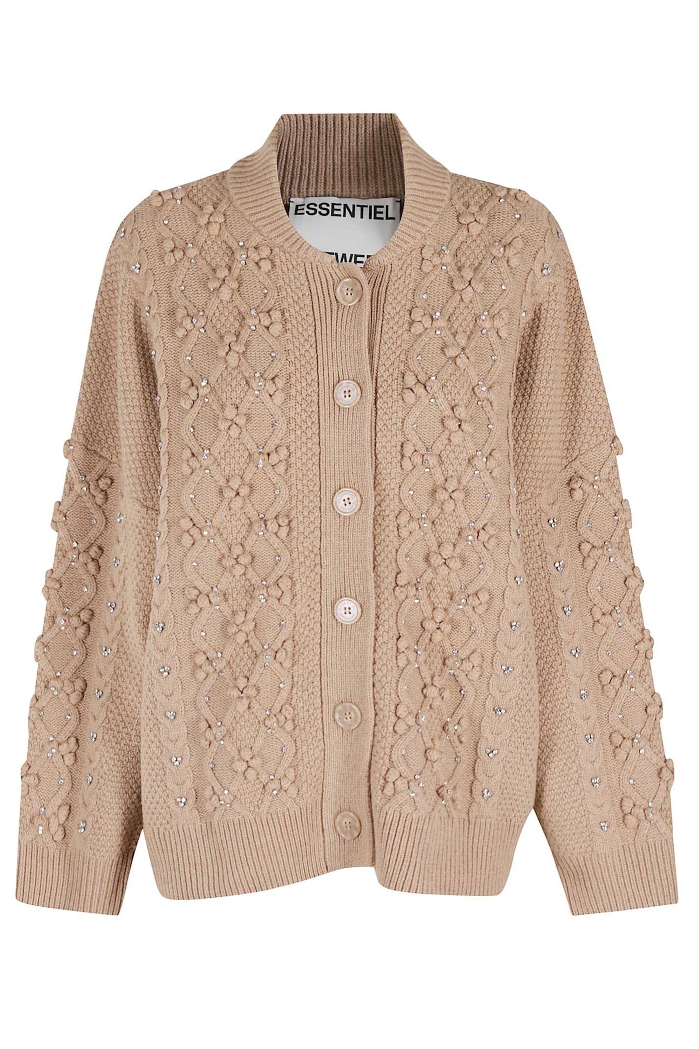 Essentiel Antwerp Embellished Button Cardigan In Neutral