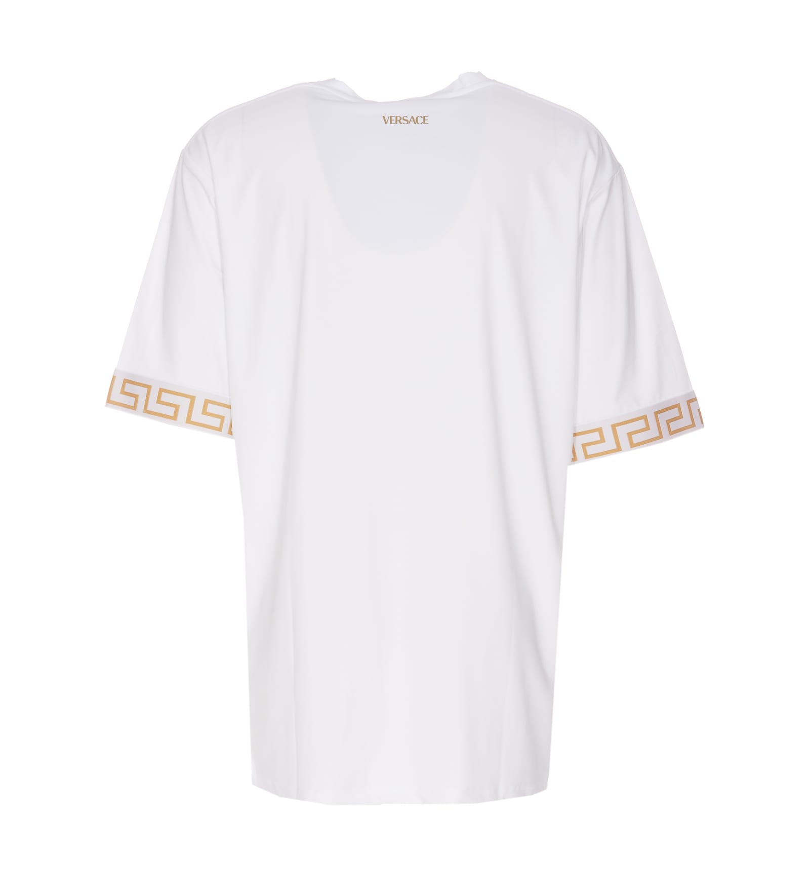 Shop Versace Greca Border Gym T-shirt In Bianco