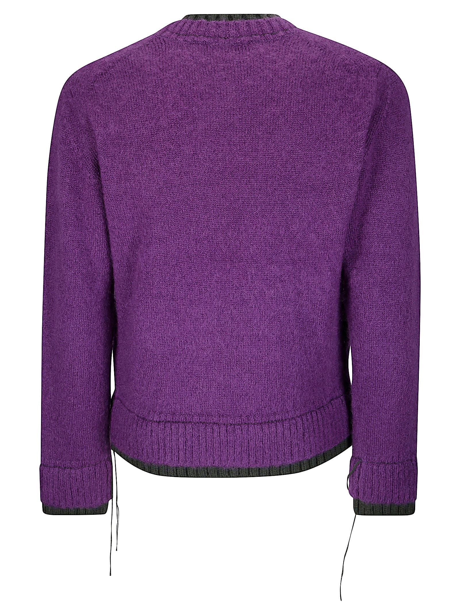 Sacai Men's Mohair Knit Layered Crewneck Sweater In Purple