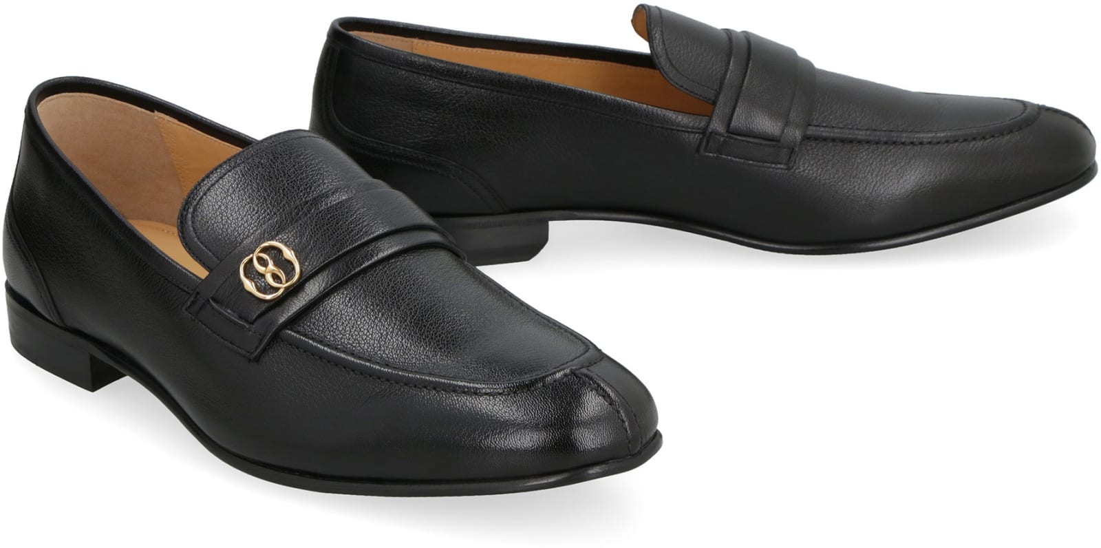 Shop Bally Sadei Leather Loafers In Black