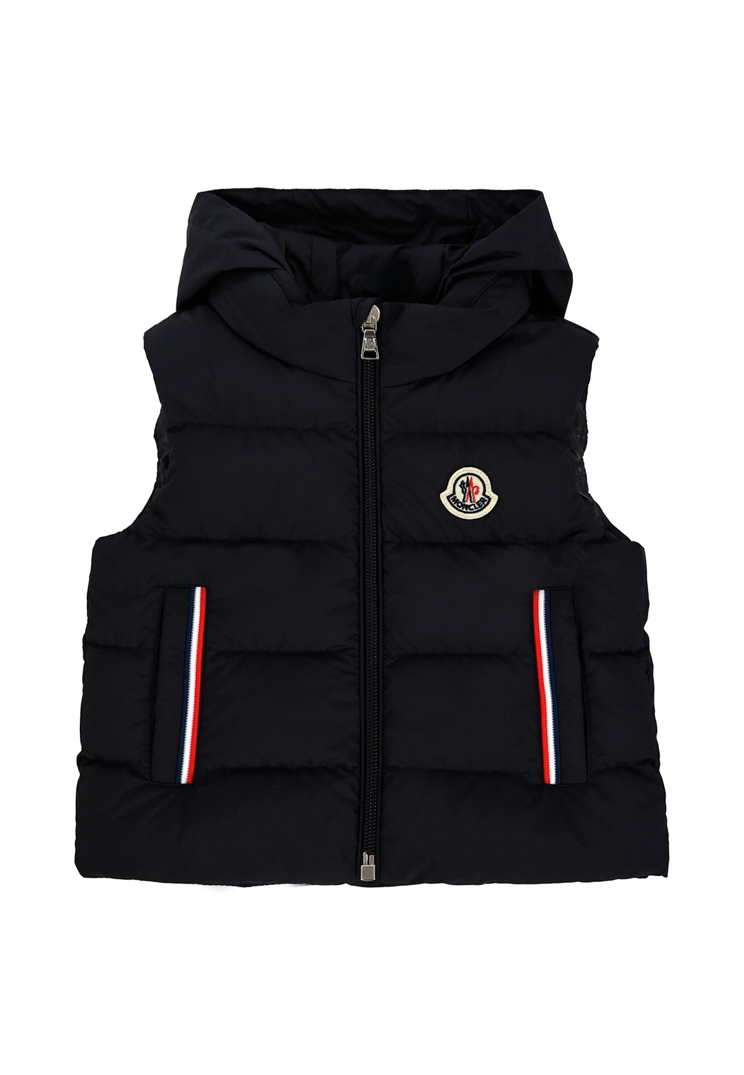 Moncler Blue Buang Vest For Baby Boy With Logo In Black