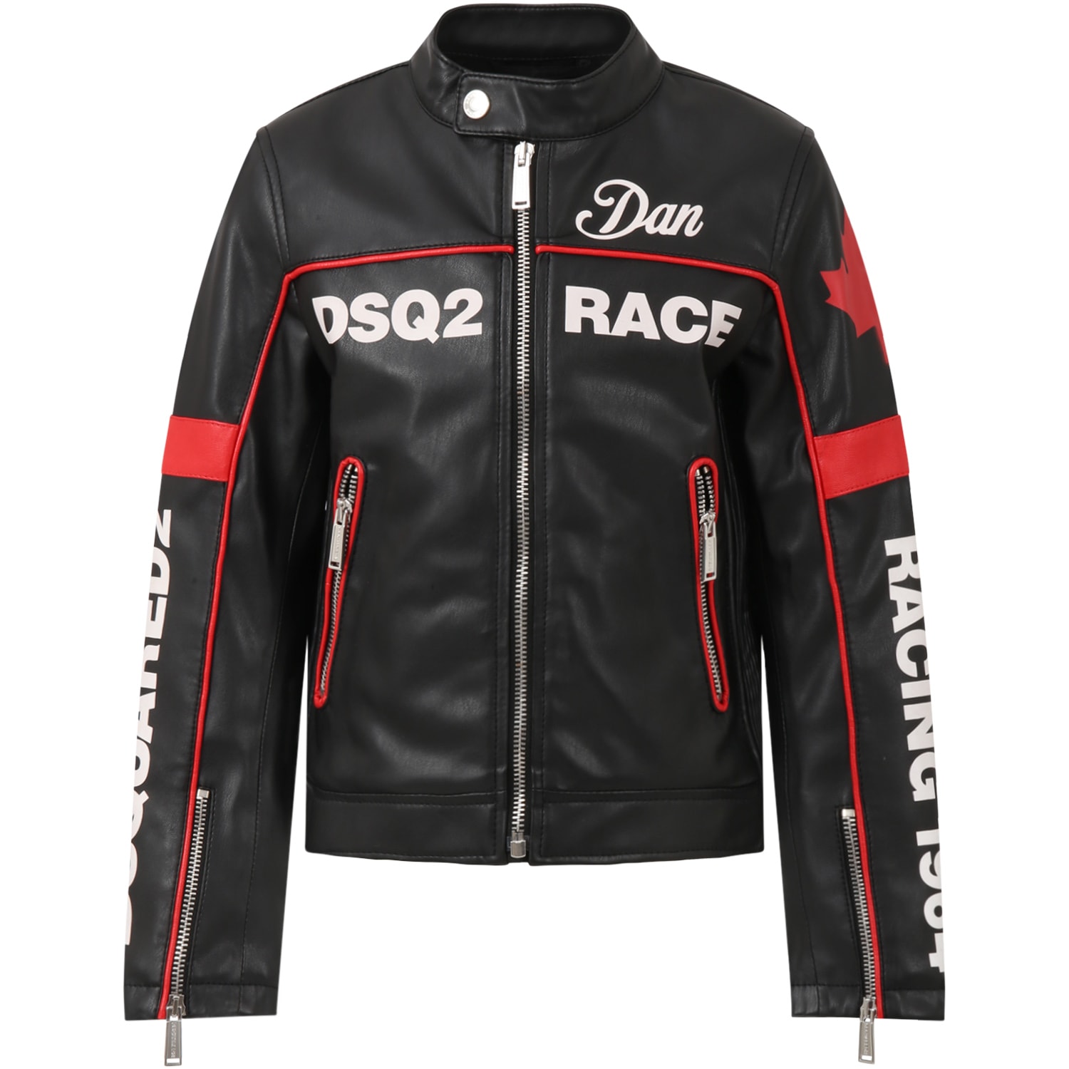 Dsquared2 Black Jacket For Boy With Logos