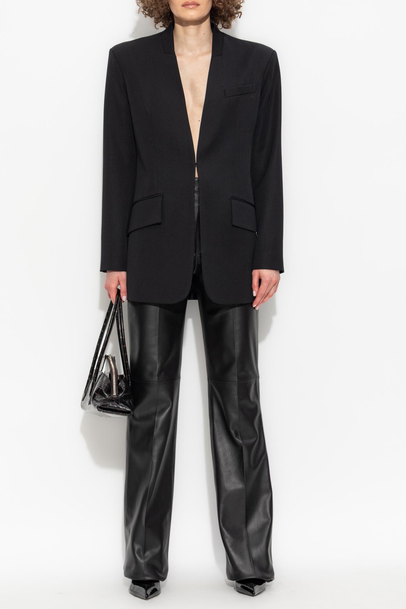Attico Tailored Jacket With Back Vent And Flap Pockets In Black