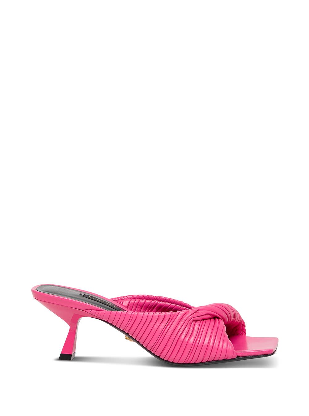 VERSACE PLEATED NAPPA LEATHER MULES,DST628HDPNA3IP54V