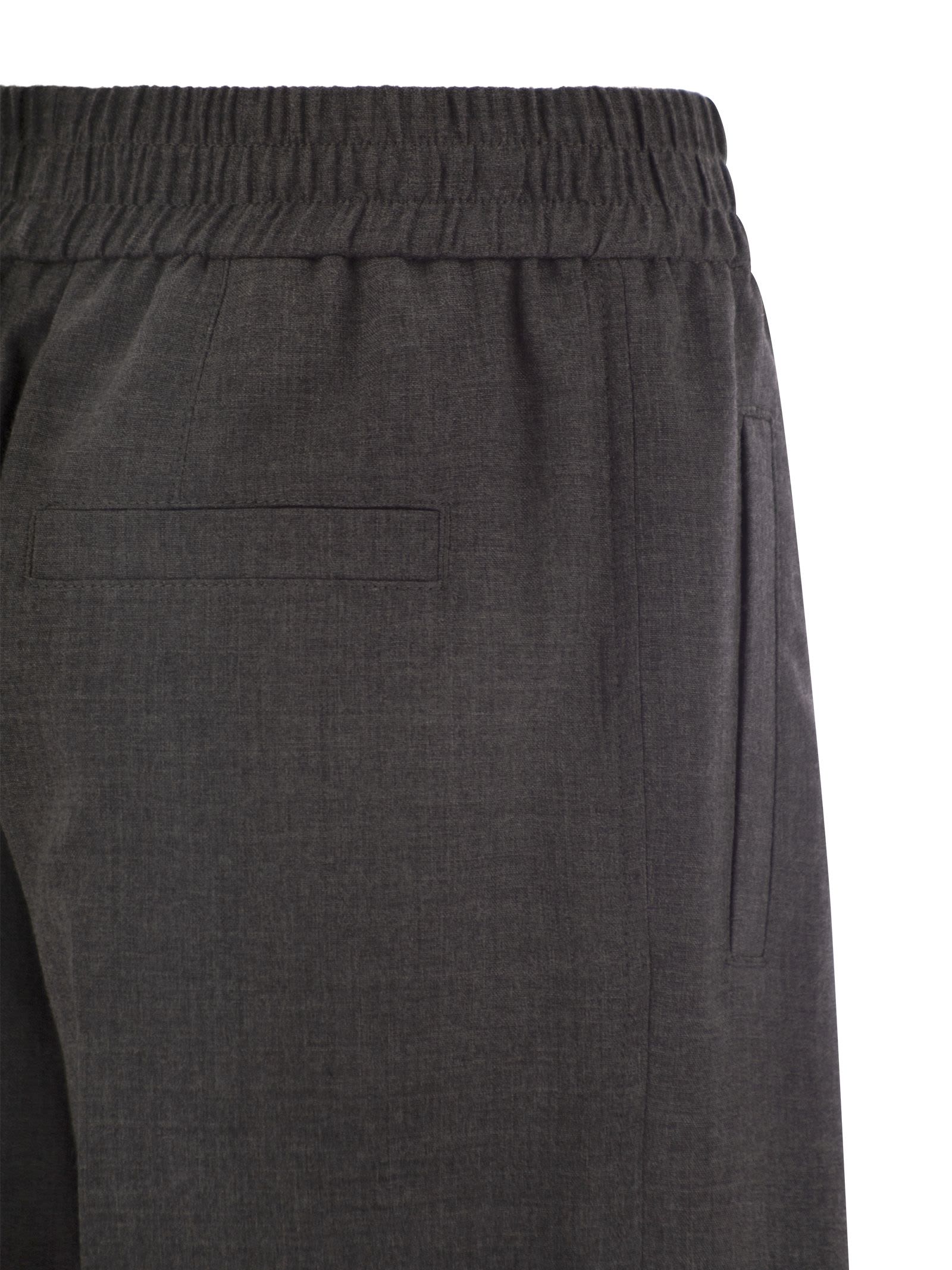 Shop Brunello Cucinelli Loose Track Trousers In Virgin Wool Organza In Grey