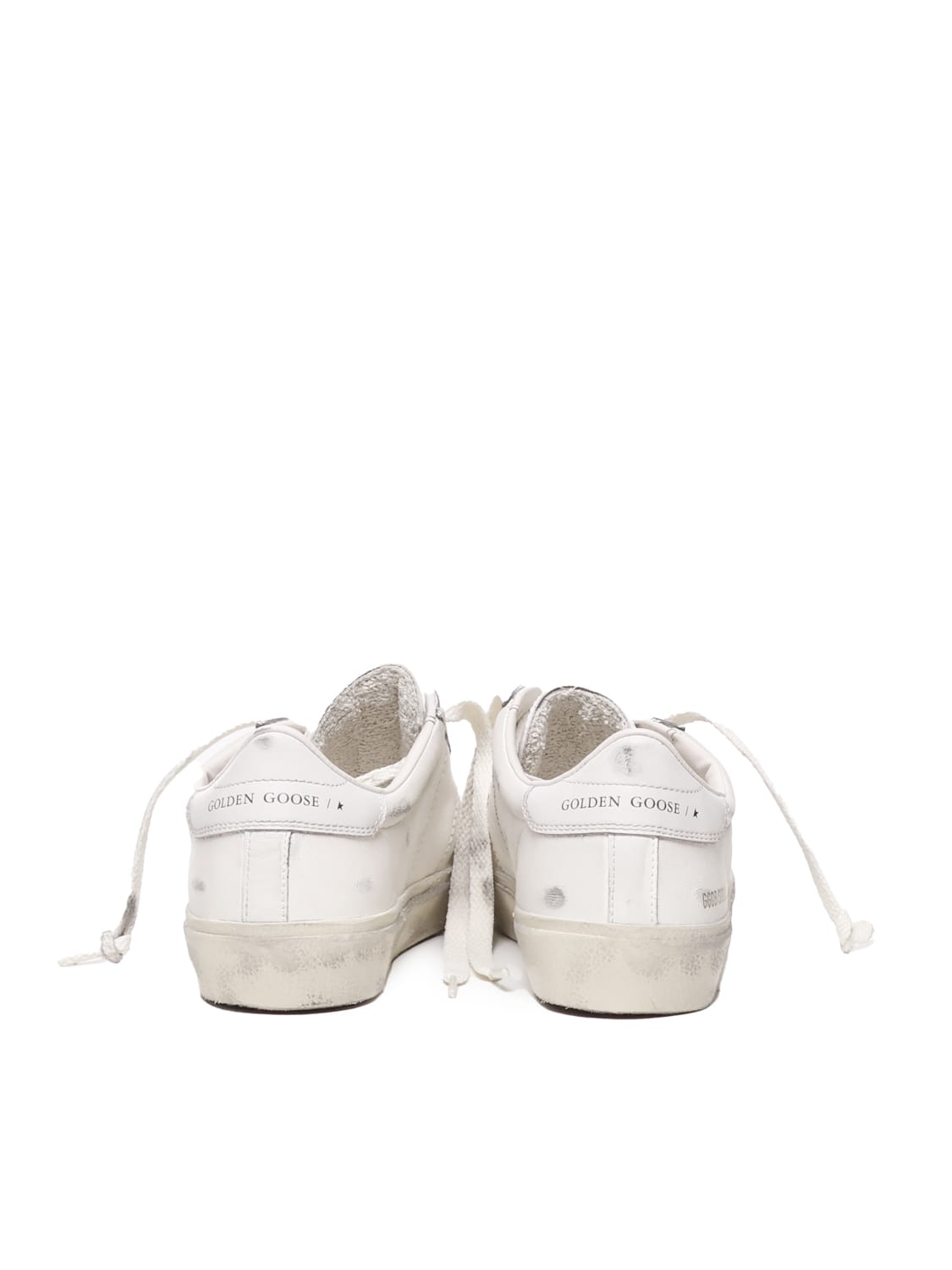 Golden Goose Soulstar White Low Top Sneakers With Logo Patch On The Tongue And Logo Lettering On Side And Heel In In White