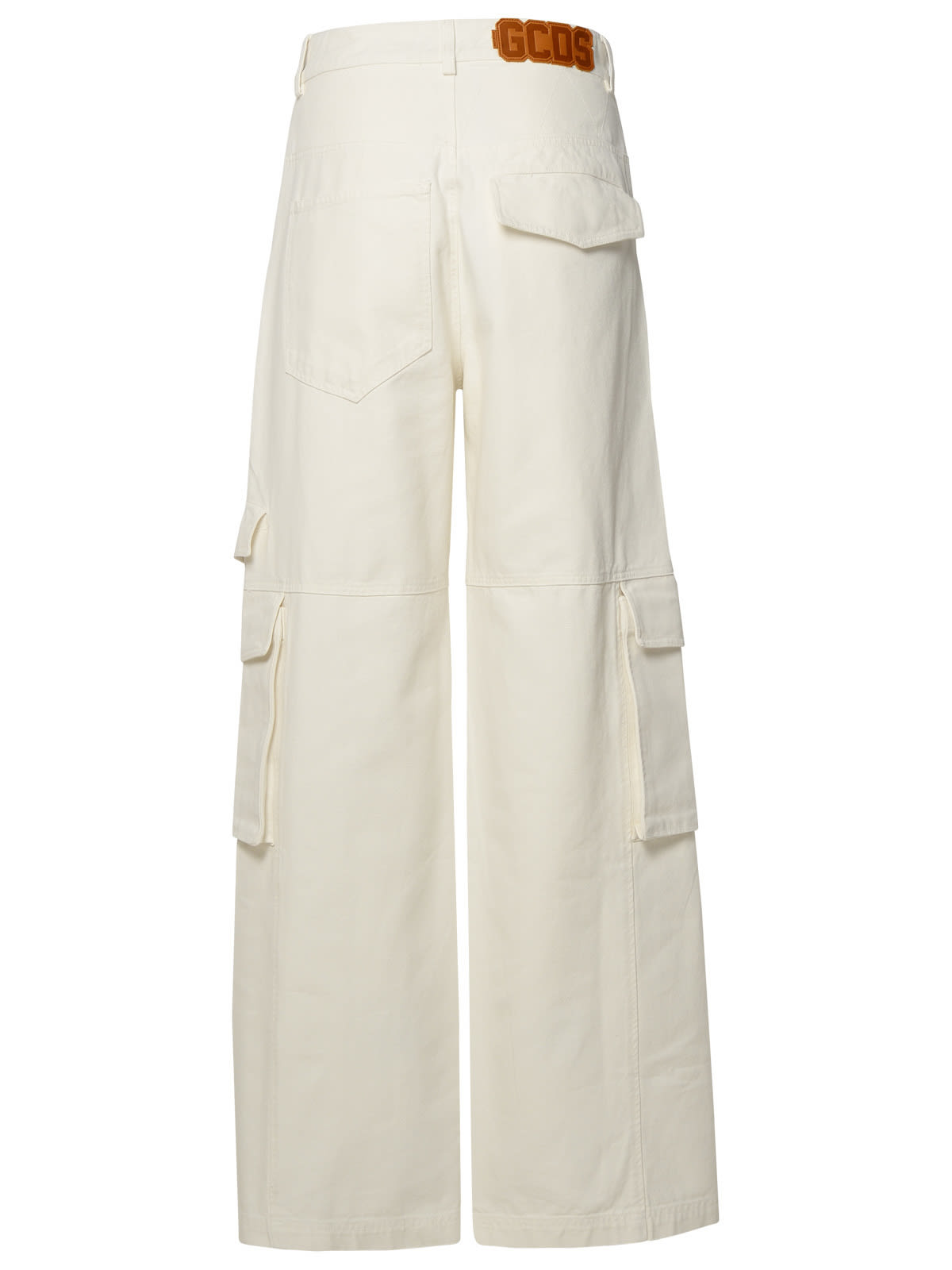 Shop Gcds White Cotton Jeans In Bianco Sporco