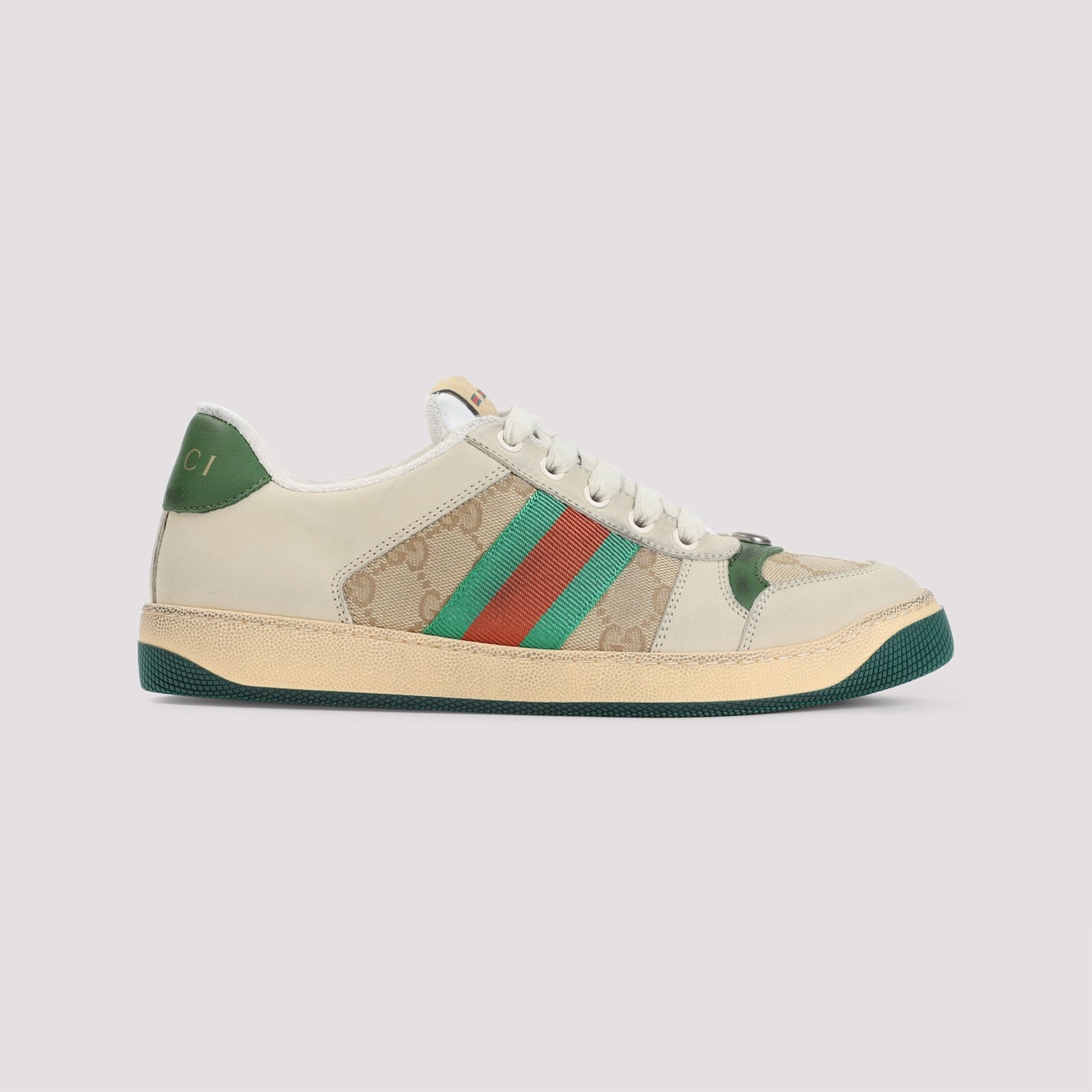 Gucci Screener Distressed Low-top Sneakers In Neutral