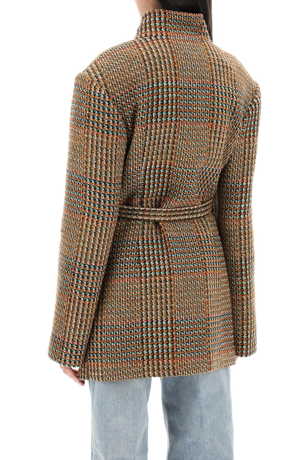 Shop Stella Mccartney Wool Blend Tweed Coat In Camel (brown)