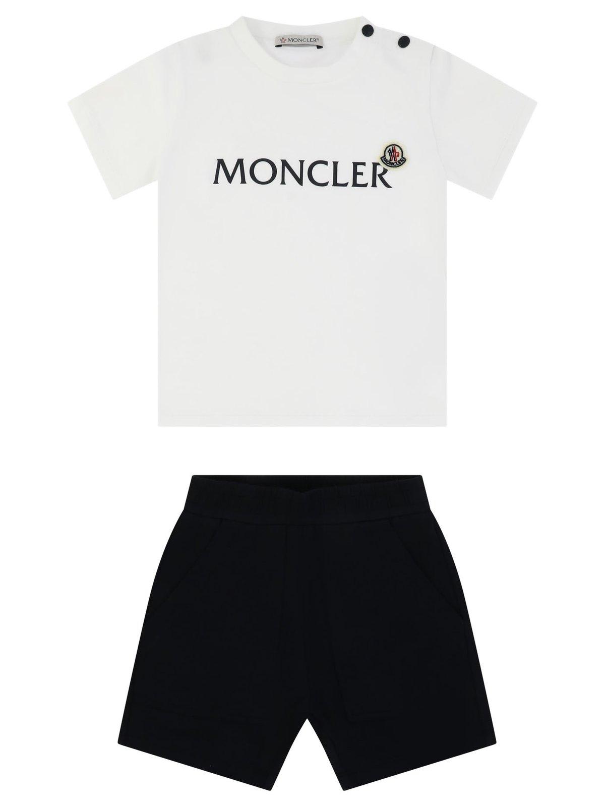 Moncler Kids' Logo-printed Two-piece Jersey Short Set In White