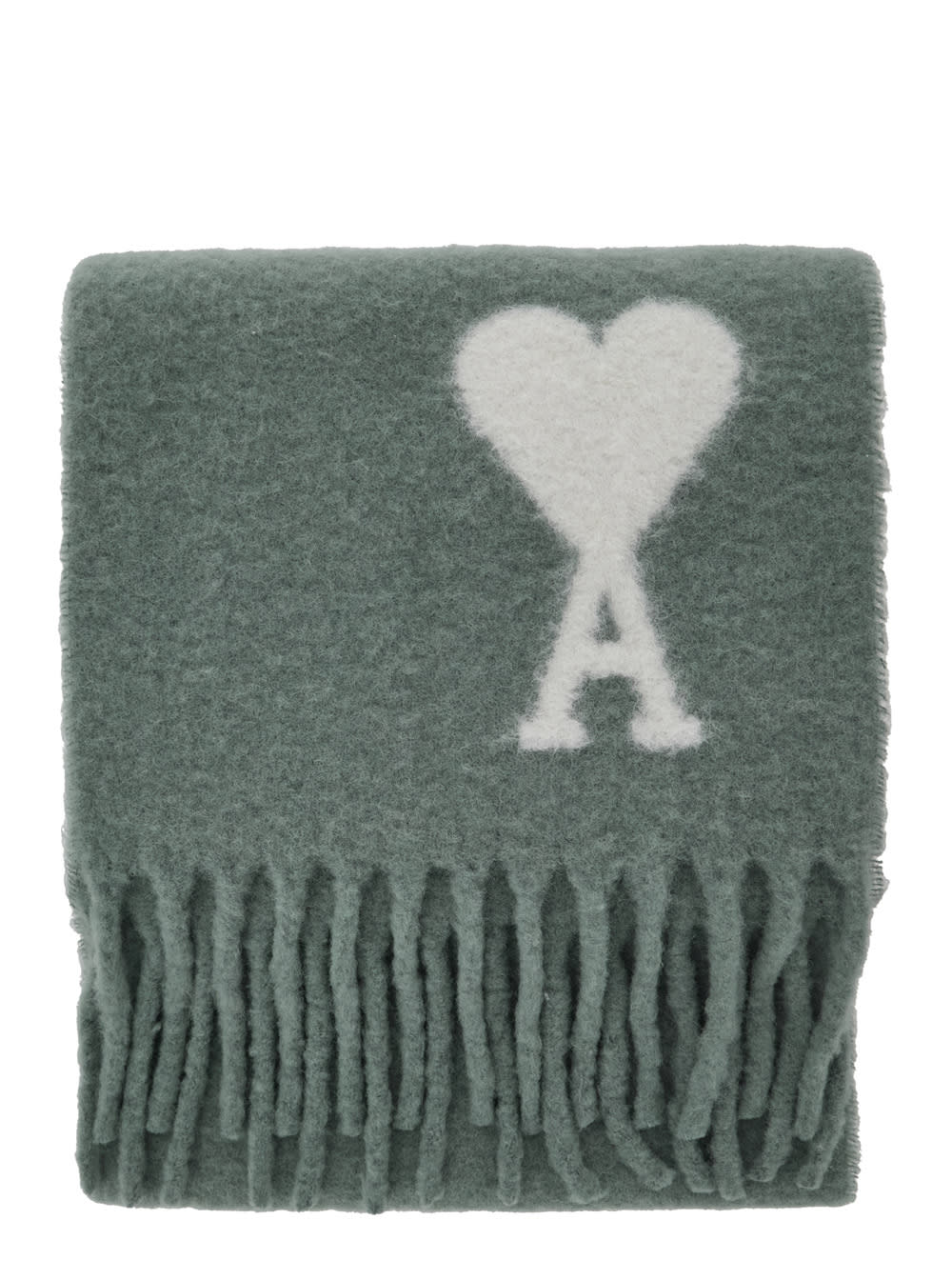 Shop Ami Alexandre Mattiussi Oversized Scarf With Adc Detail In Wool Blend Man In Grey