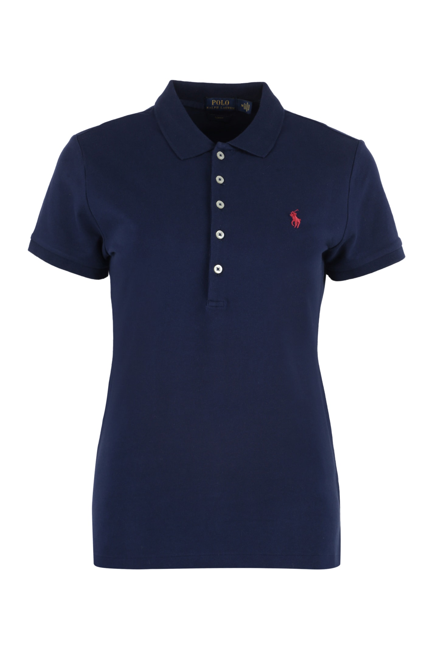 Shop Polo Ralph Lauren Stretch Cotton Piqué Polo Shirt In Blue