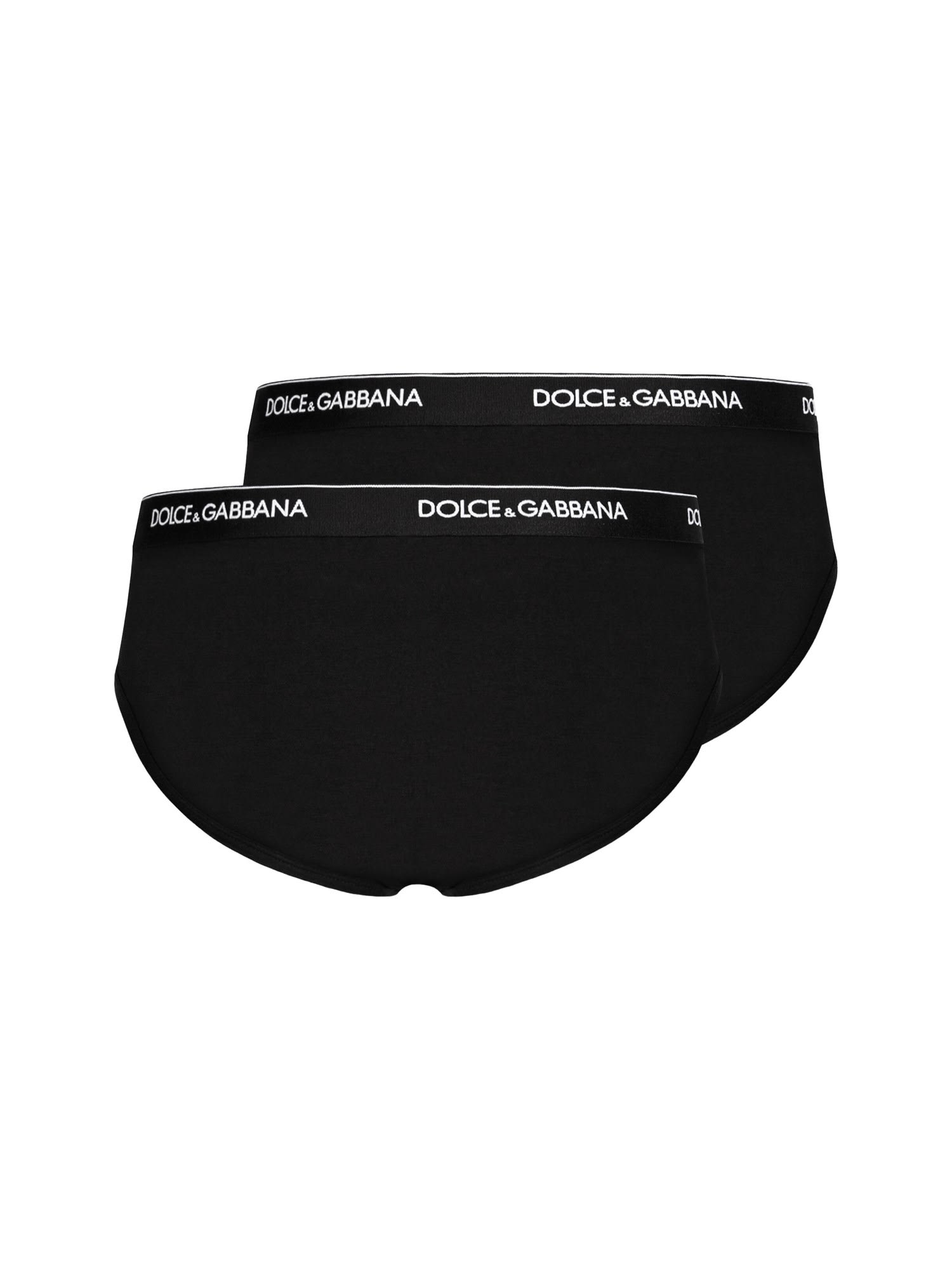 Dolce & Gabbana Pack Containing Two Brando Briefs Of The Same Color In Nero