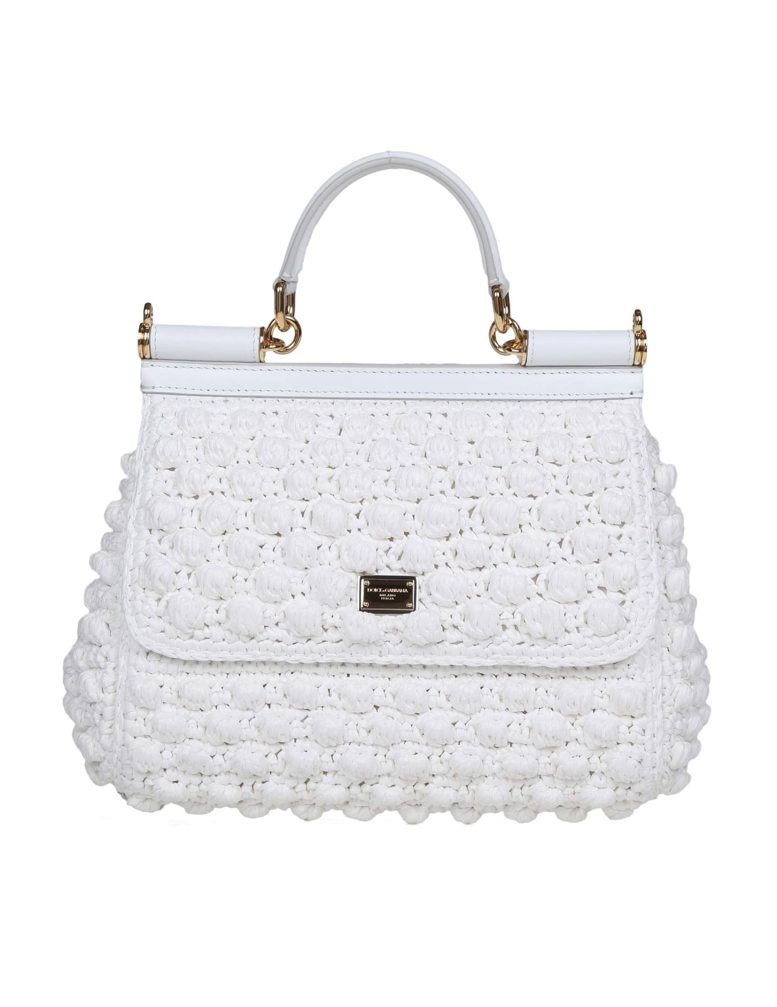 Shop Dolce & Gabbana Dolce E Gabbana Raffia Crochet Handbag White Color In White/white