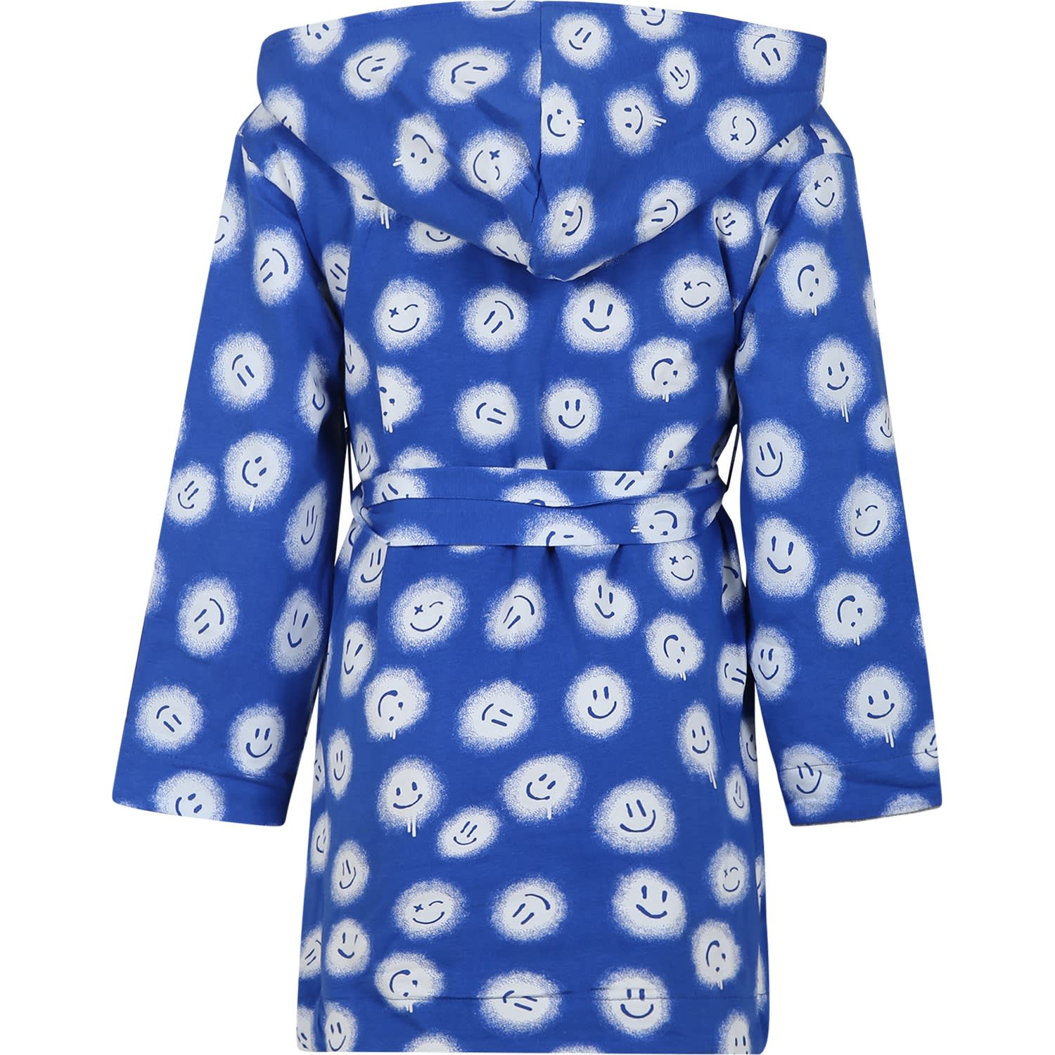 Shop Molo Blue Dressing Gown For Kids With Smiley