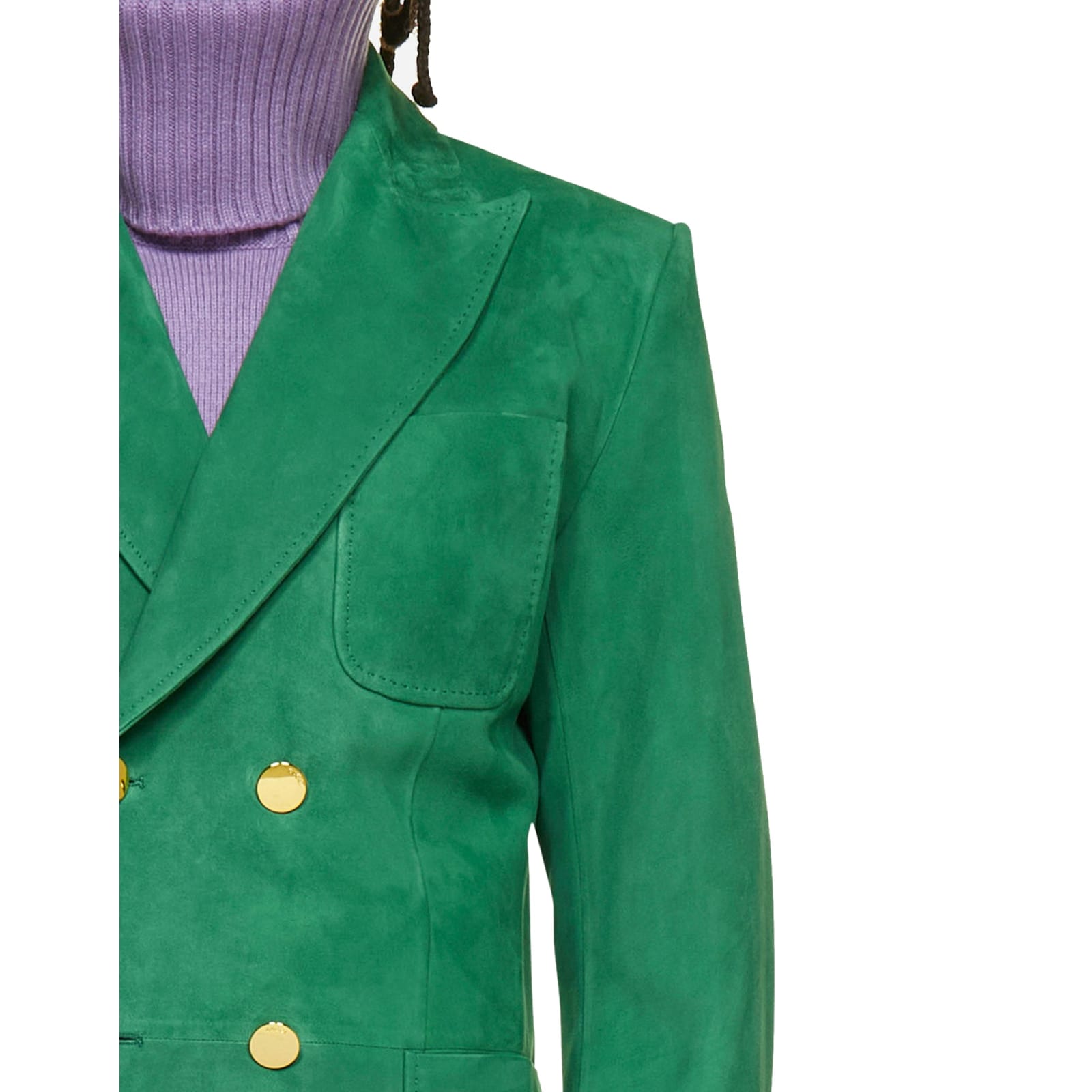 Shop Gucci Suede Jacket In Green