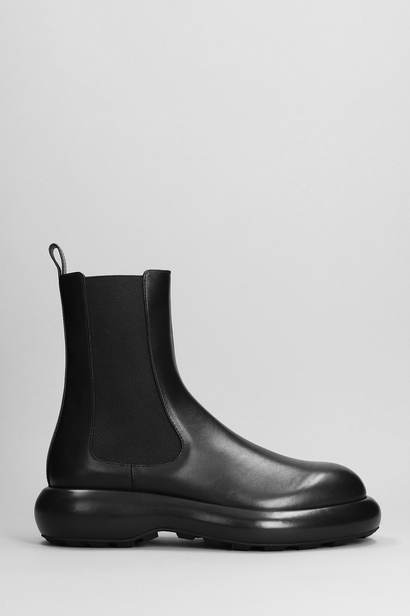 Shop Jil Sander Low Heels Ankle Boots In Black Leather