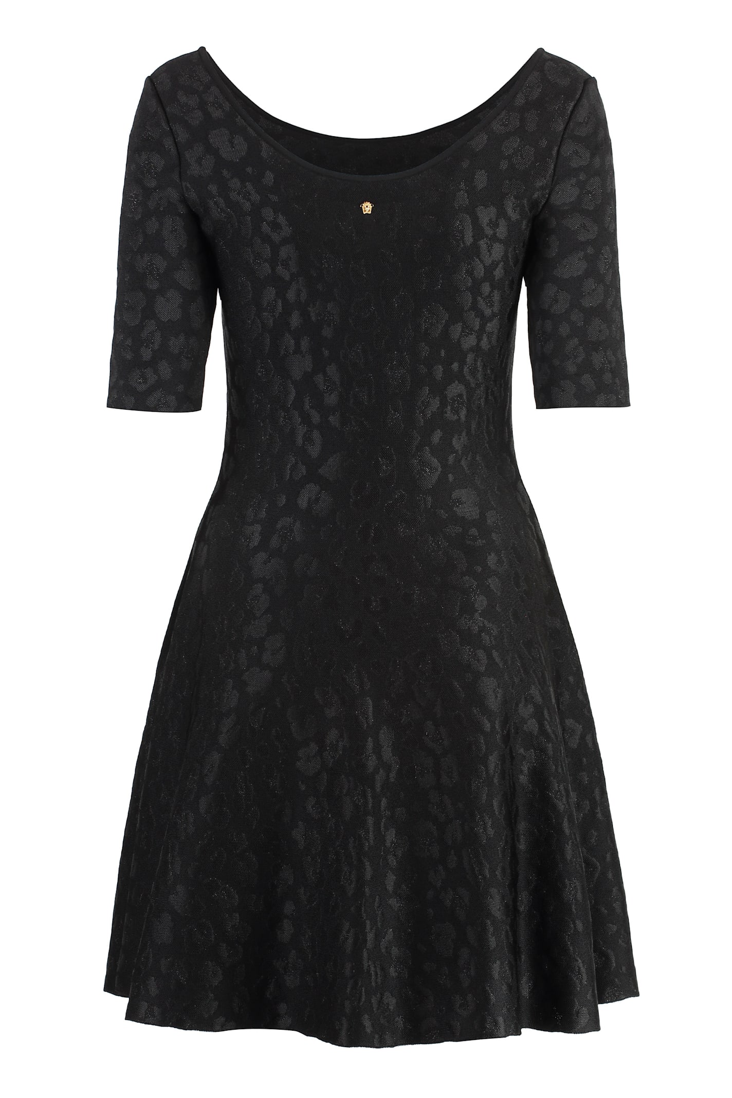 Versace Jacquard Knit Mini-dress In Black