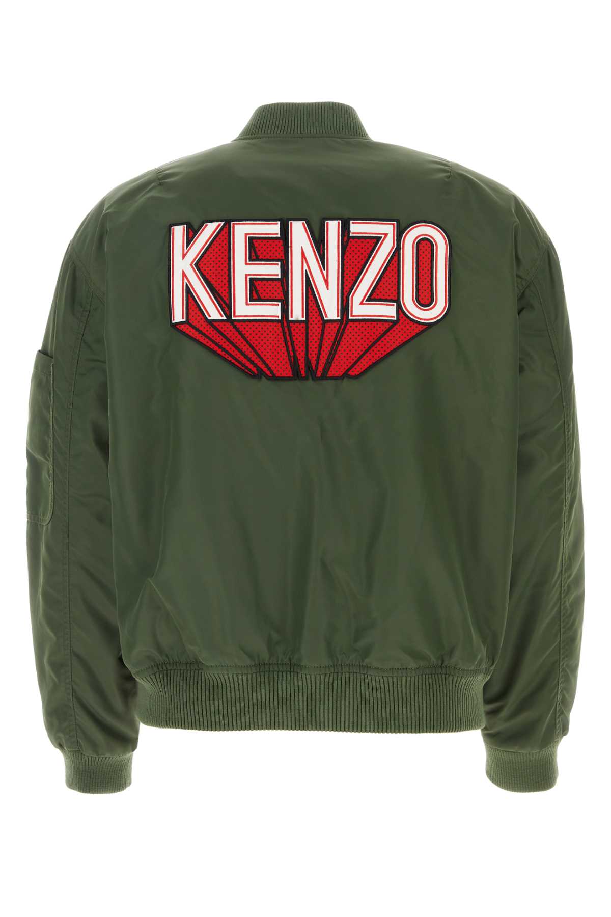 Shop Kenzo Army Green Nylon Bomber Jacket In Darkkhaki