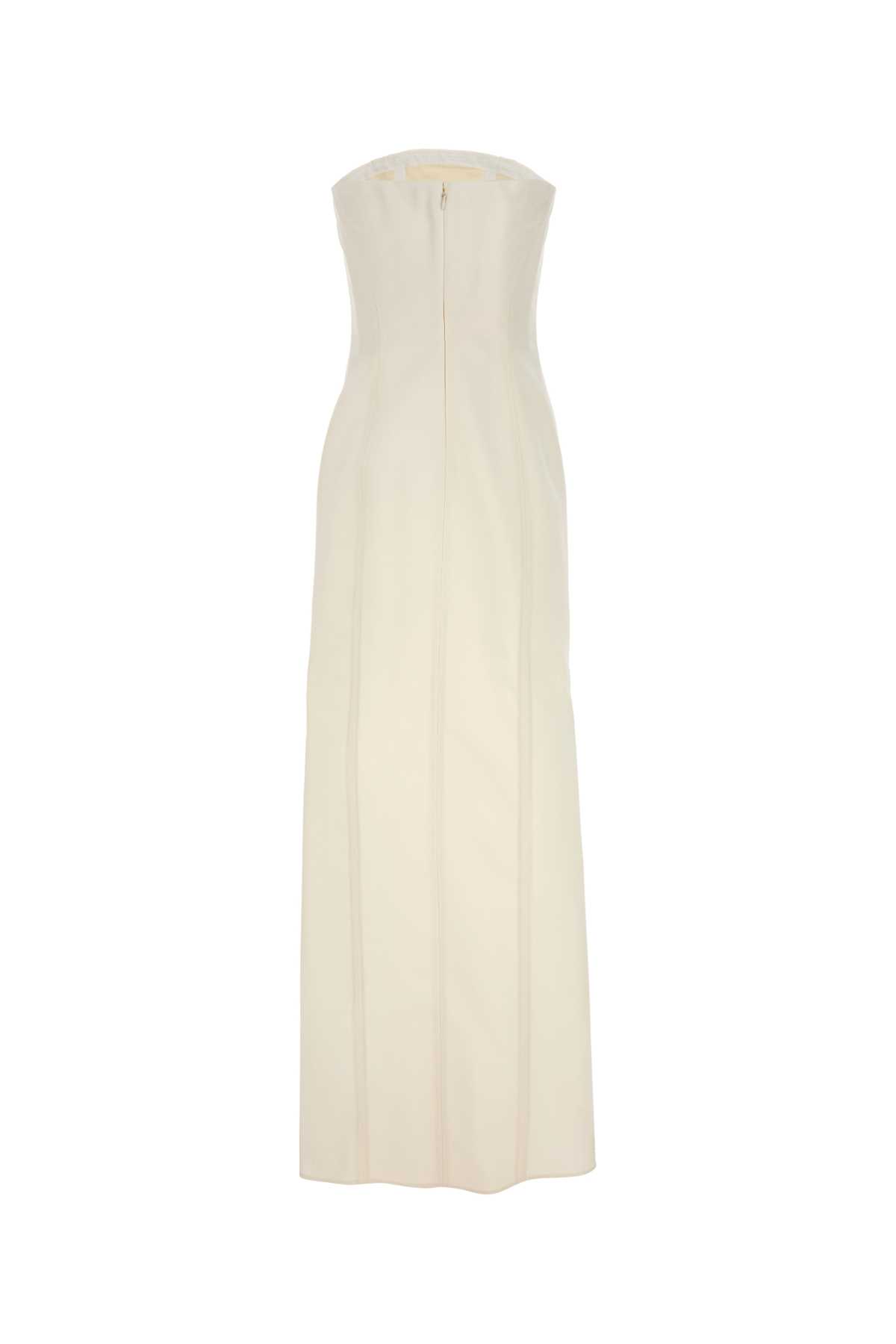 Stella Mccartney Long Strapless Wool Dress With Side Slit In Cream