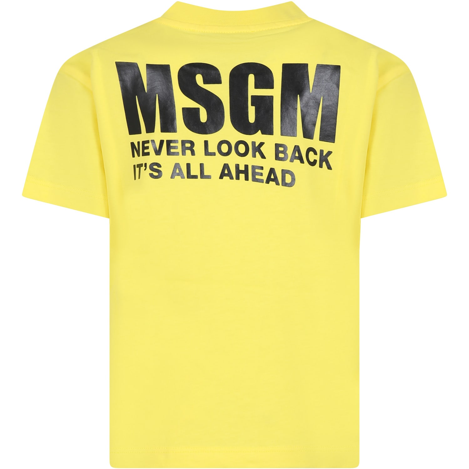 Msgm Yellow T-shirt For Kids With Logo