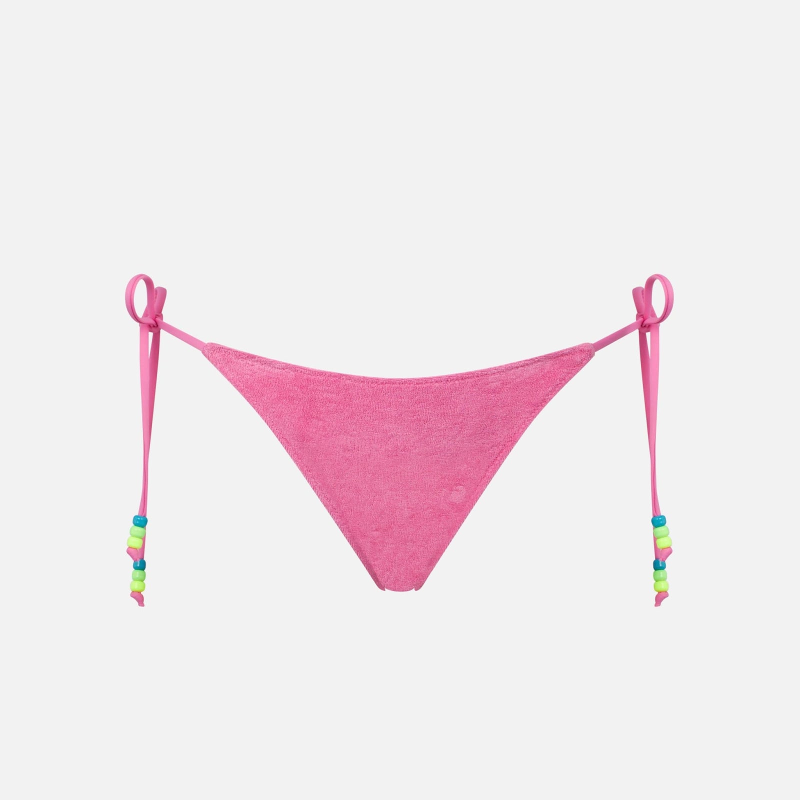 Woman Pink Terry Swim Briefs With Side Laces