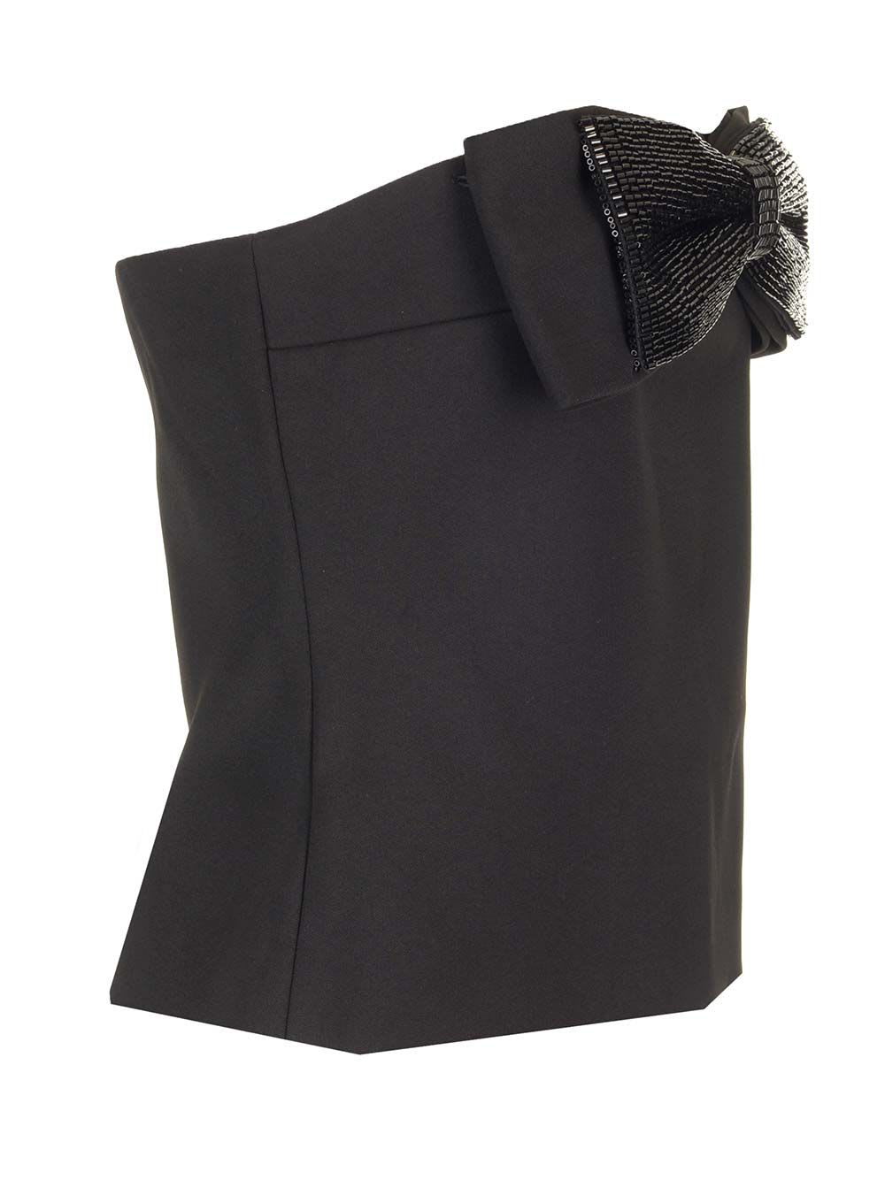Self-portrait Strapless Top With Bow In Black