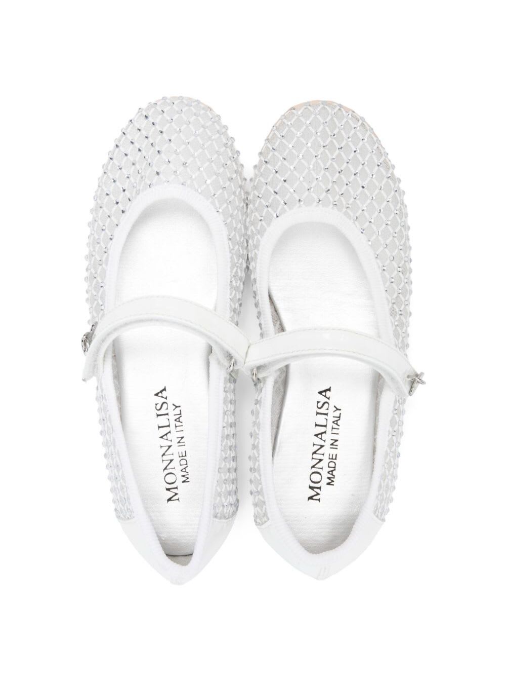 Monnalisa Logo-print Ballerina Shoes In White