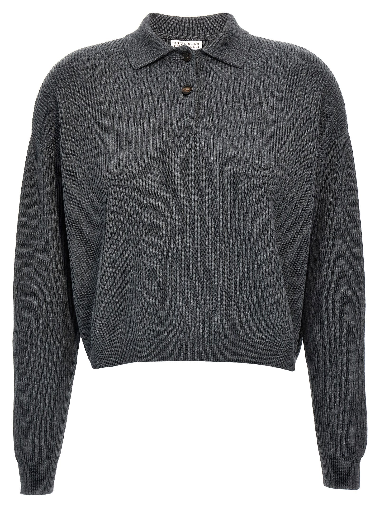 Shop Brunello Cucinelli English Ribbed Sweater In Gray