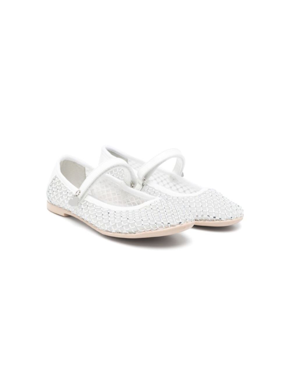 Monnalisa Logo-print Ballerina Shoes In White