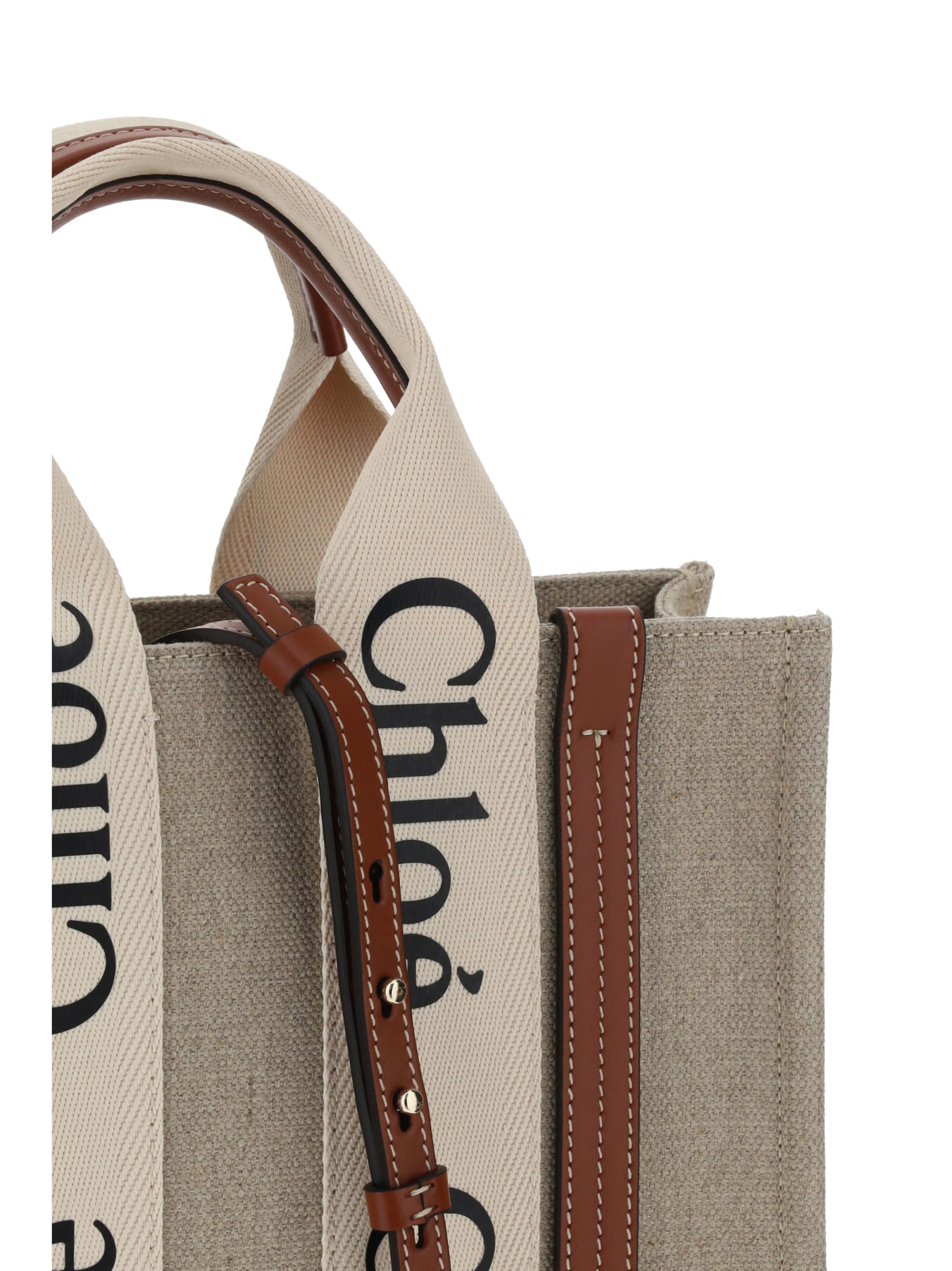 Shop Chloé Woody Handbag In White/brown