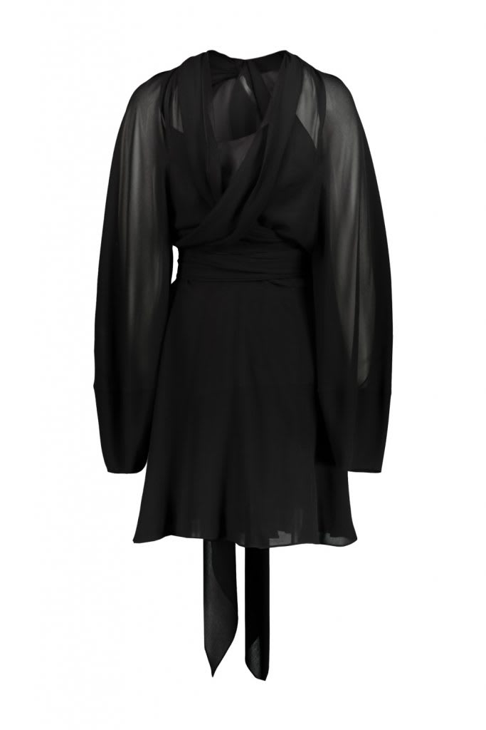 Shop Maison Margiela Long-sleeved Mini Dress In Chiffon Silk