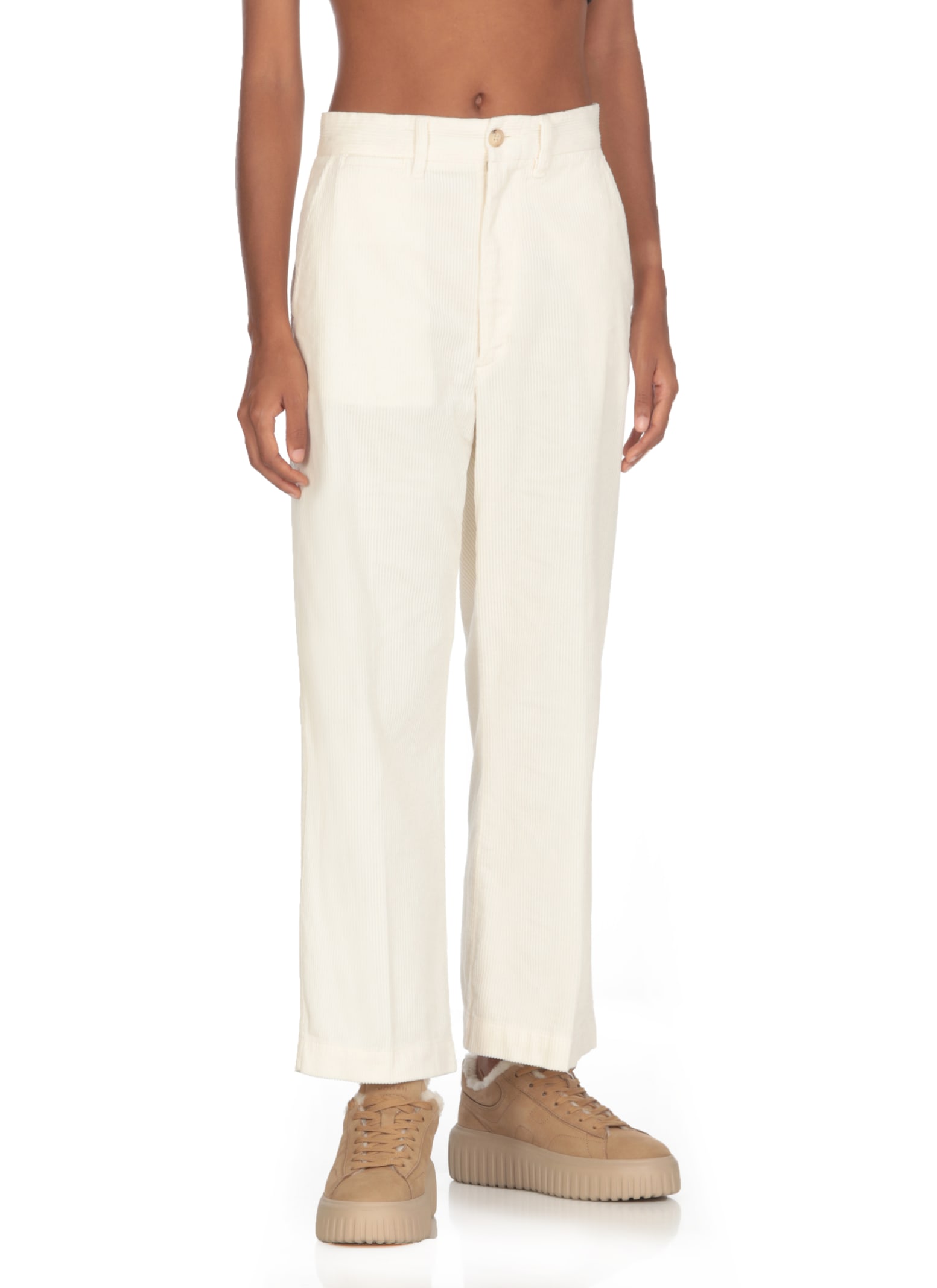 Shop Ralph Lauren Corduroy Pants In Ivory