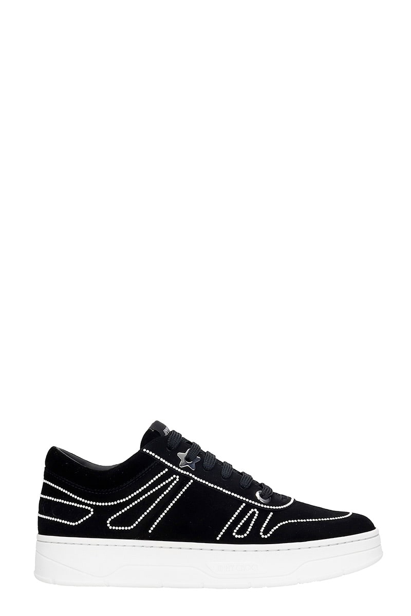 Buy Jimmy Choo Hawaii Sneakers In Black Suede online, shop Jimmy Choo shoes with free shipping