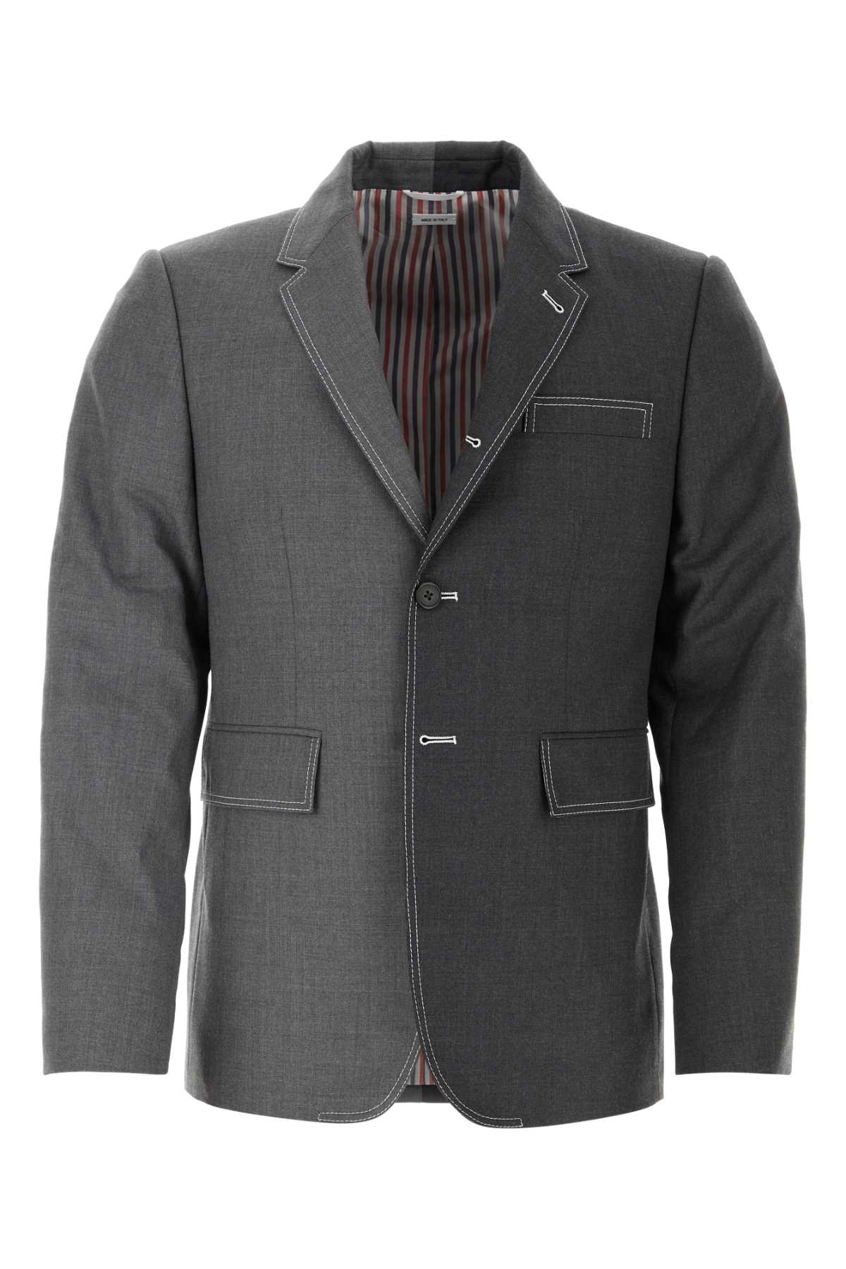 Shop Thom Browne Two-tone Twill Blazer In Medgrey