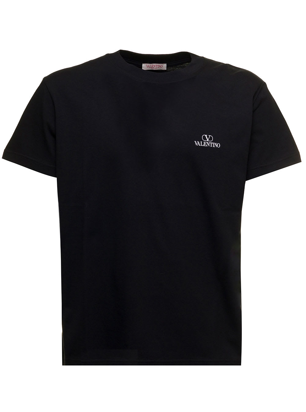 Valentino Black Cotton T-shirt With Vlogo Print Valentino Man