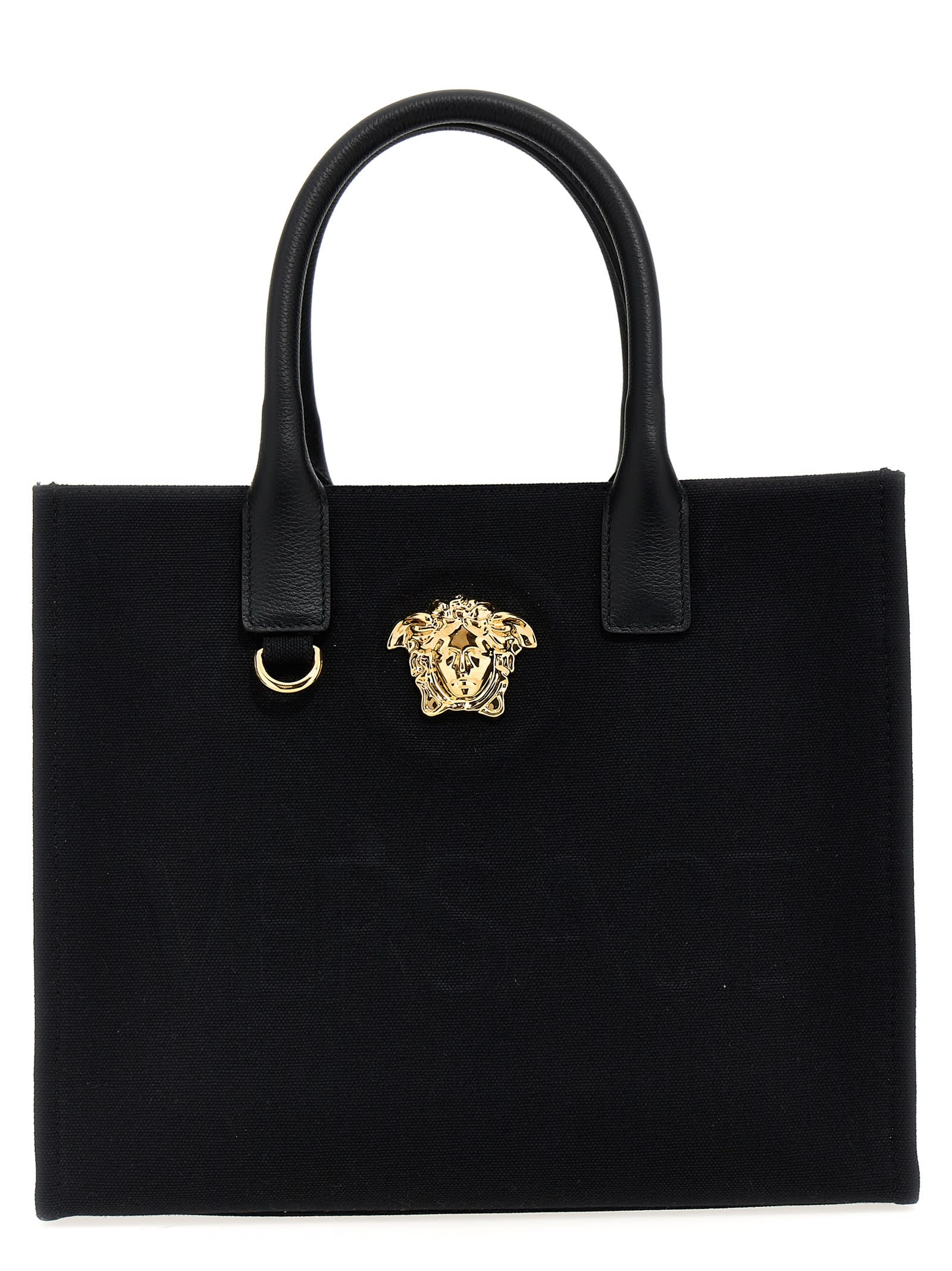 Shop Versace Allover Small Shopping Bag In Black