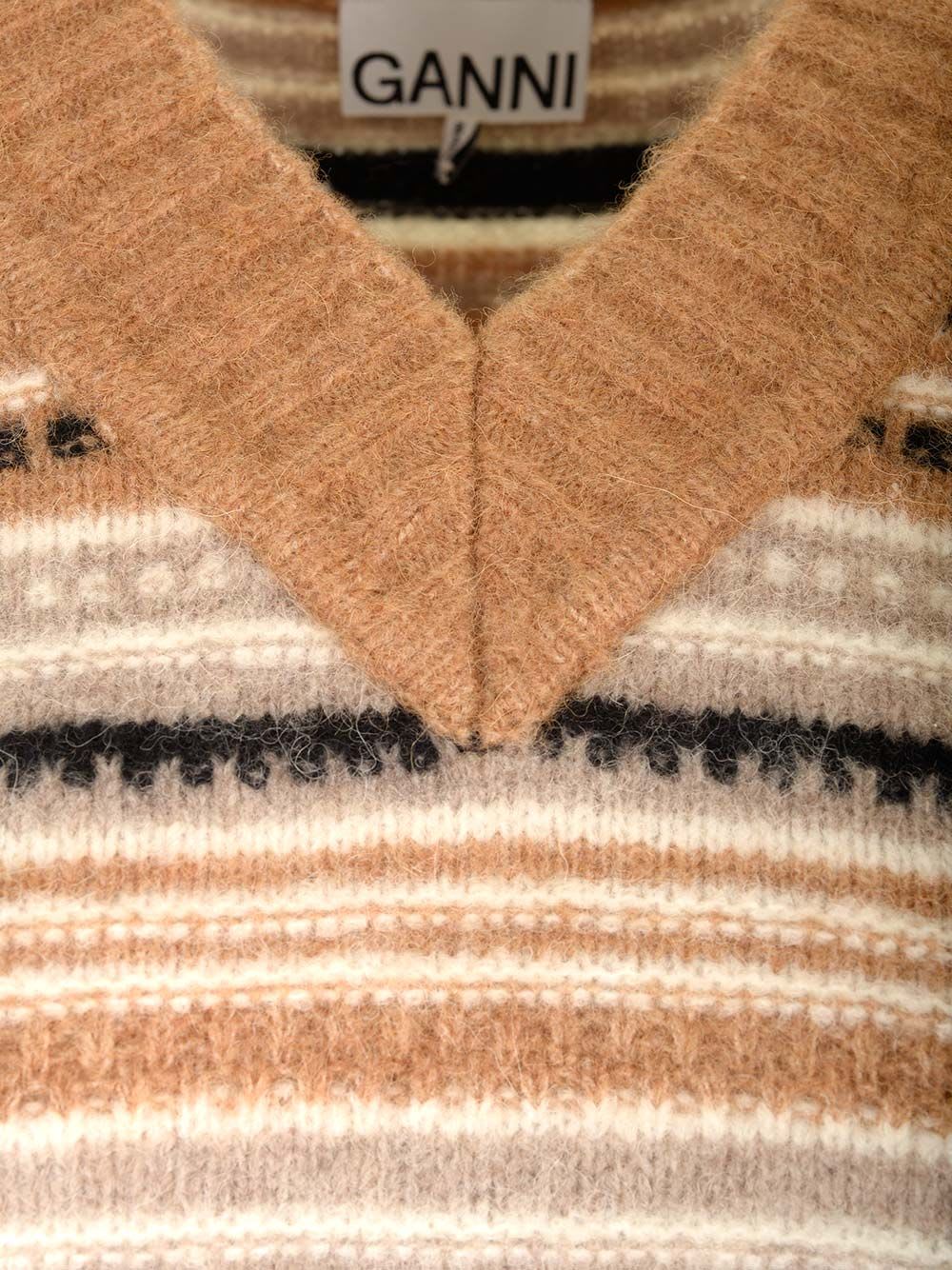 Shop Ganni Alpaca And Merino Vest In Brown