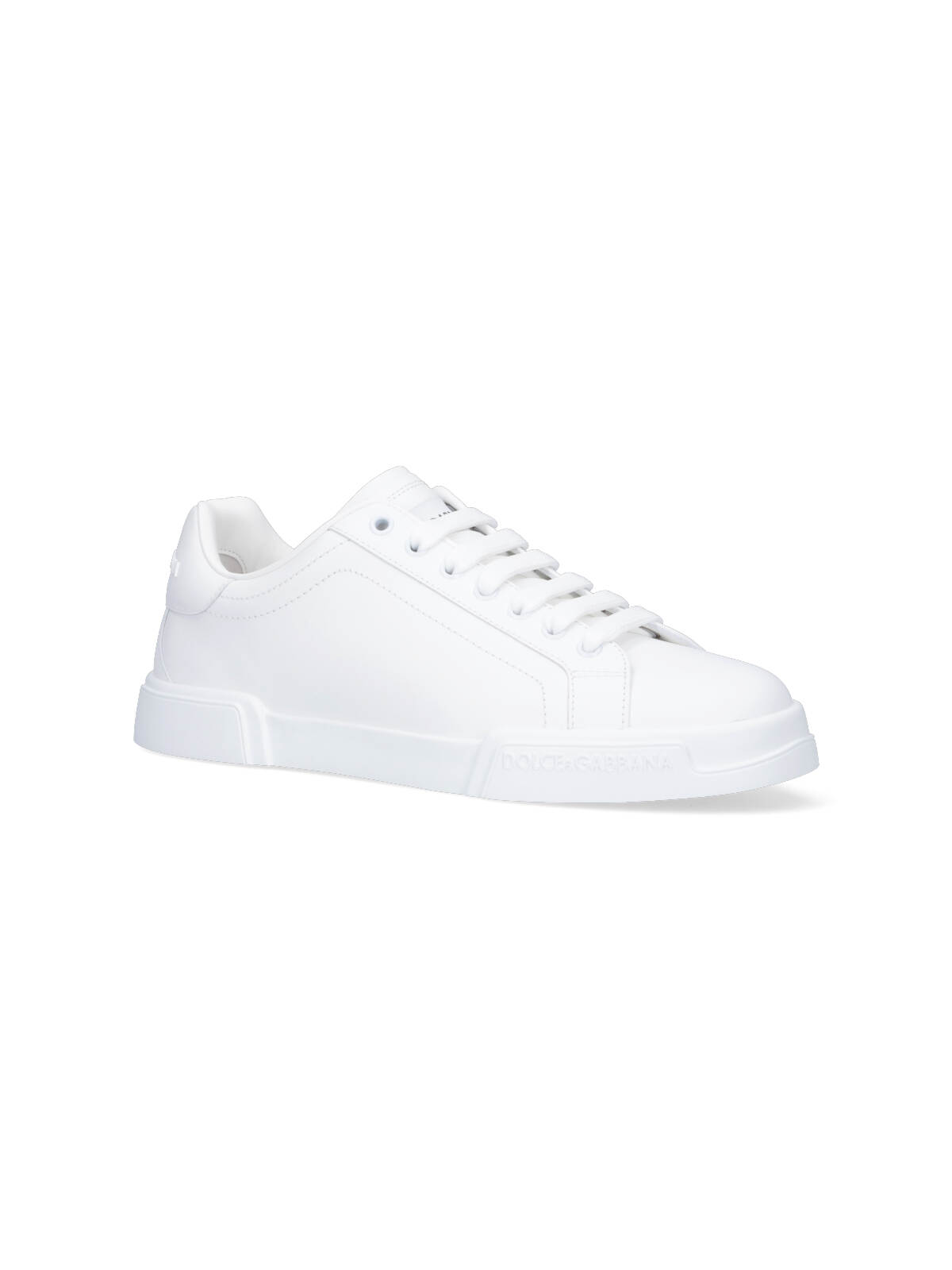 Dolce & Gabbana Portofino Vintage Leather Low-top Sneakers In White
